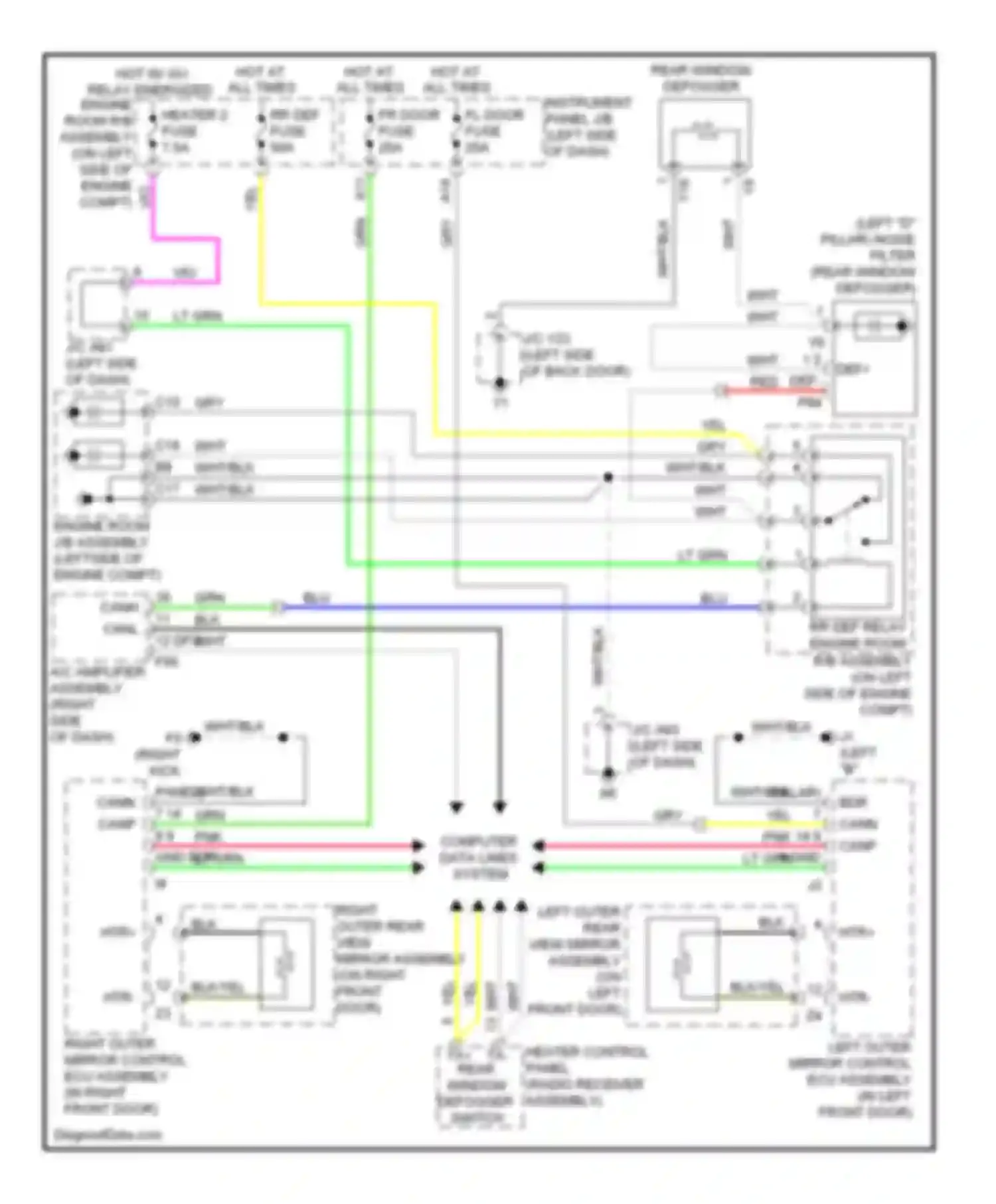 RX Lexus III (2008-2012): Rear defogger & heated mirrors circuit