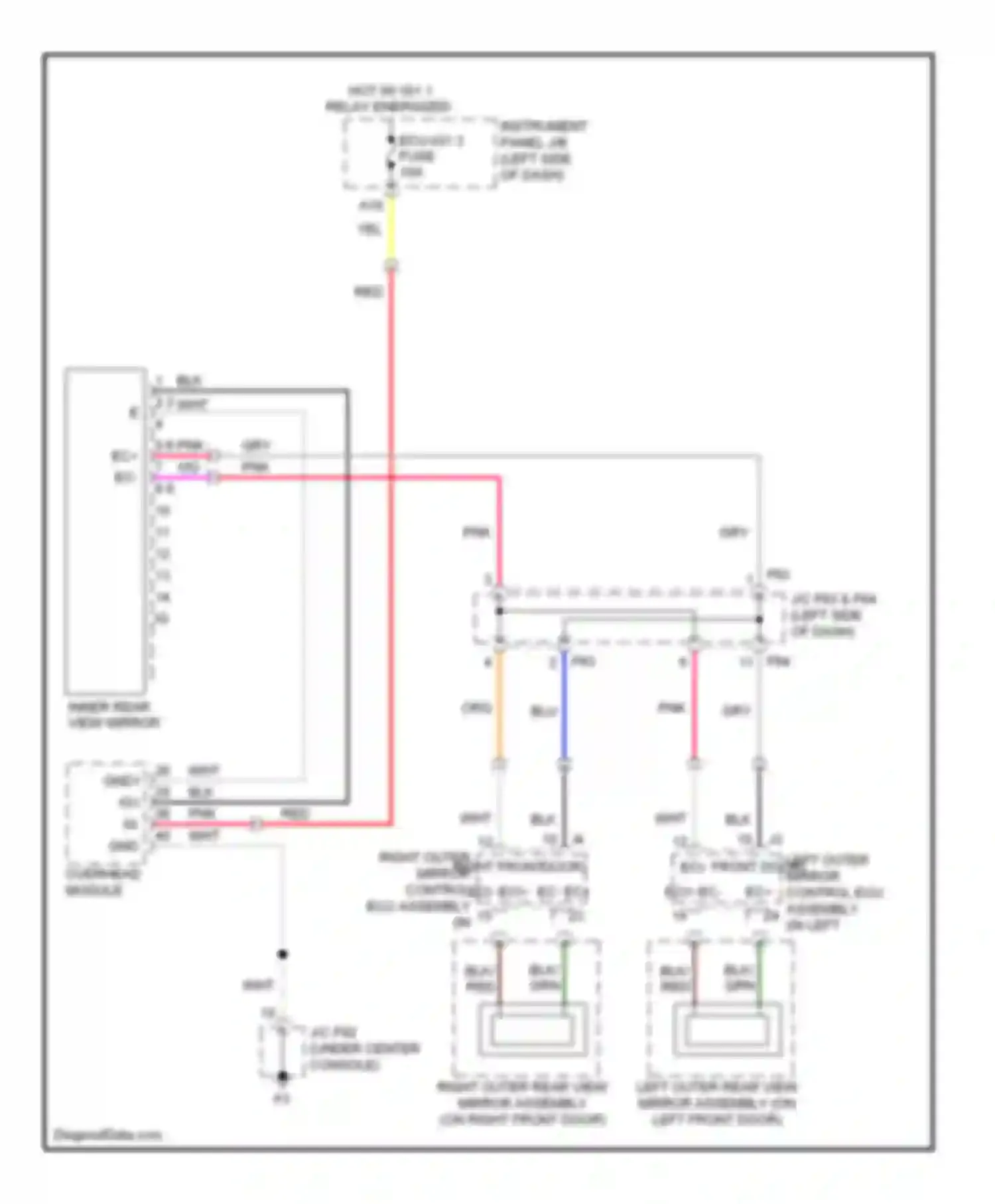 RX Lexus III (2008-2012): Electrochromic mirror circuit, with display