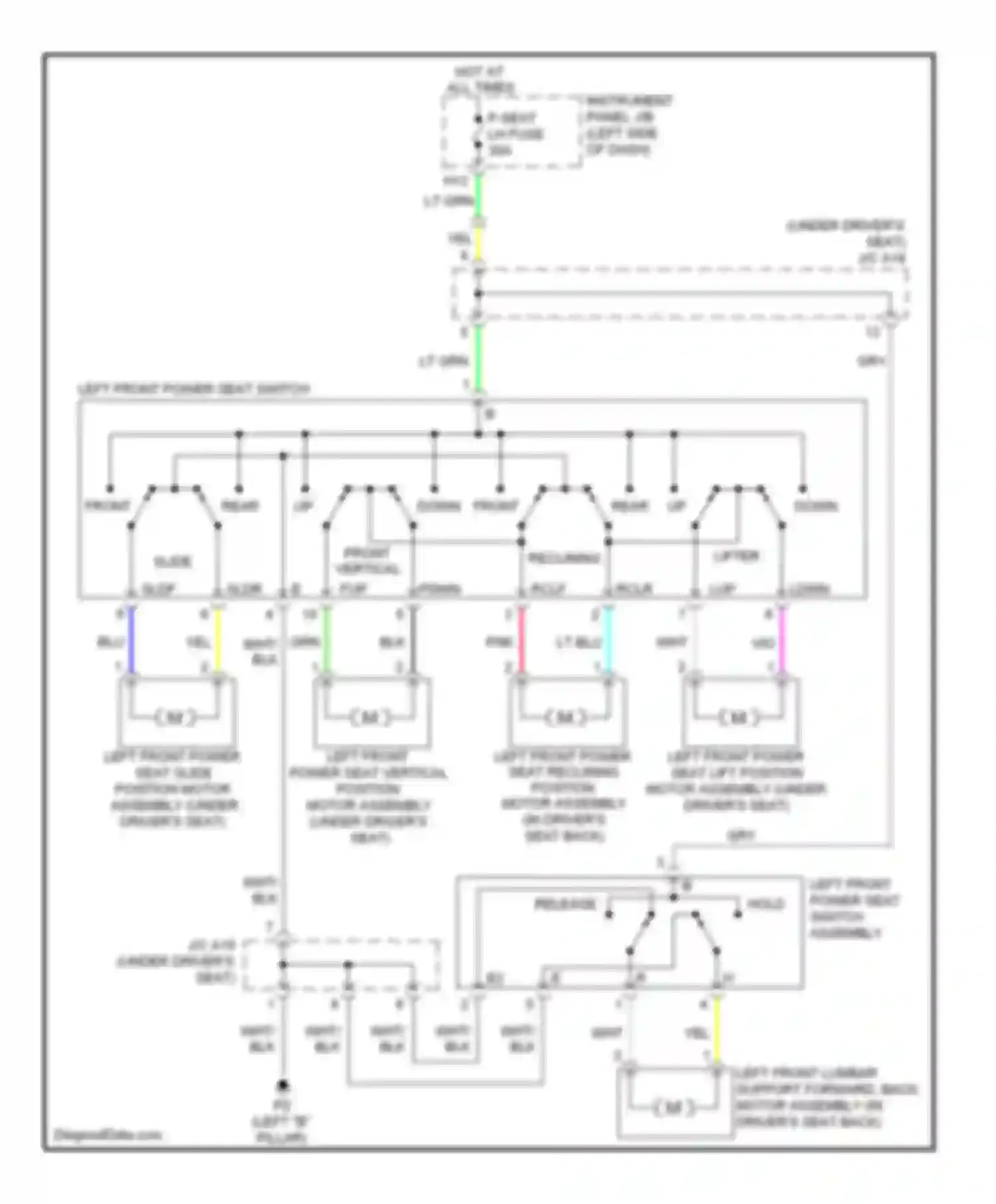 RX Lexus III (2008-2012): Driver power seat circuit