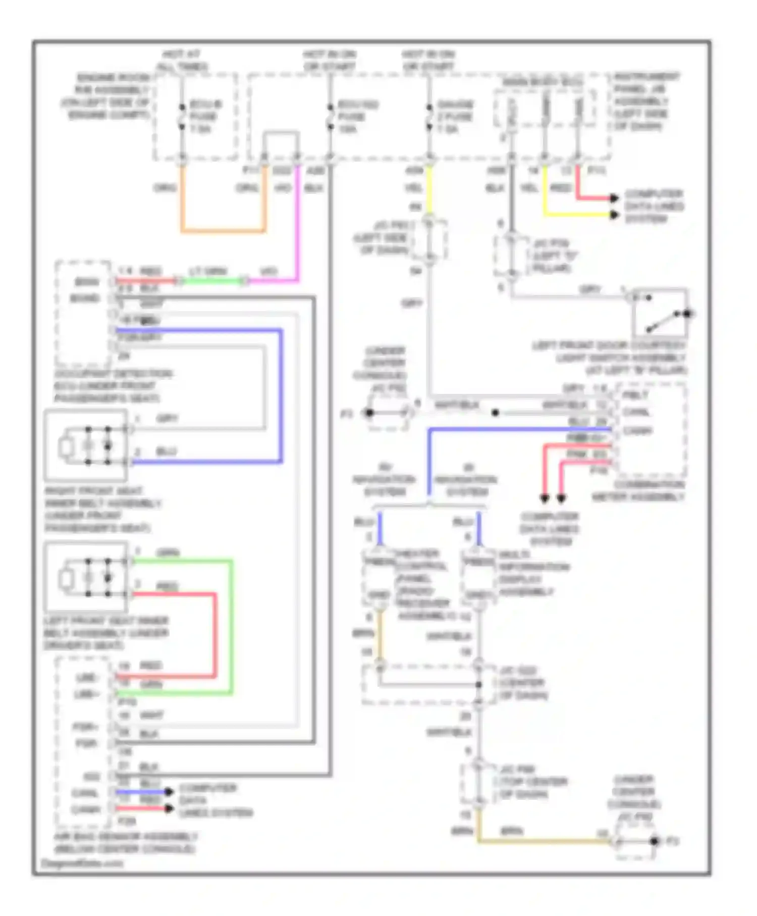 RX Lexus III (2008-2012): Seat belt warning circuit