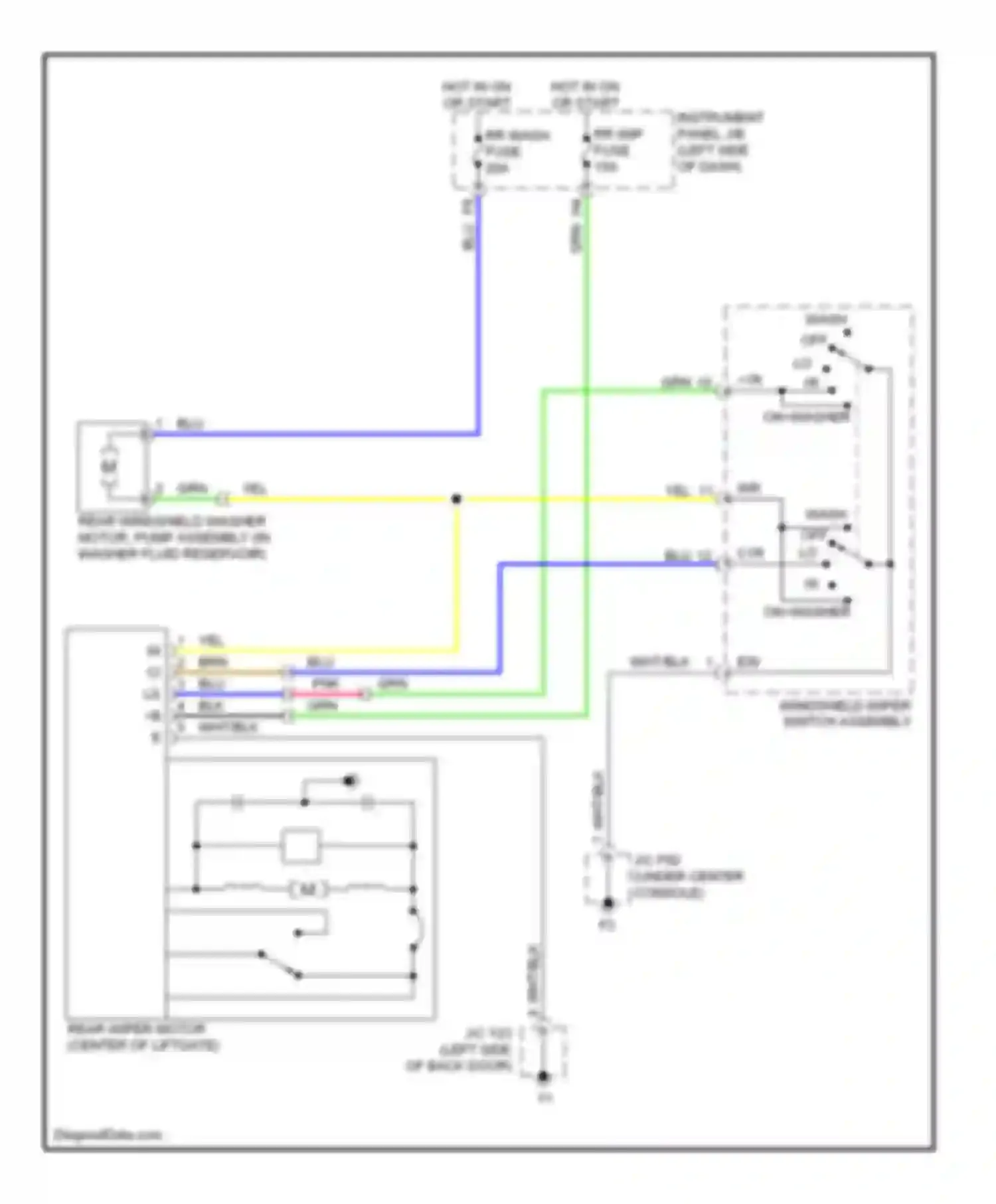 RX Lexus III (2008-2012): Rear wiper/washer circuit