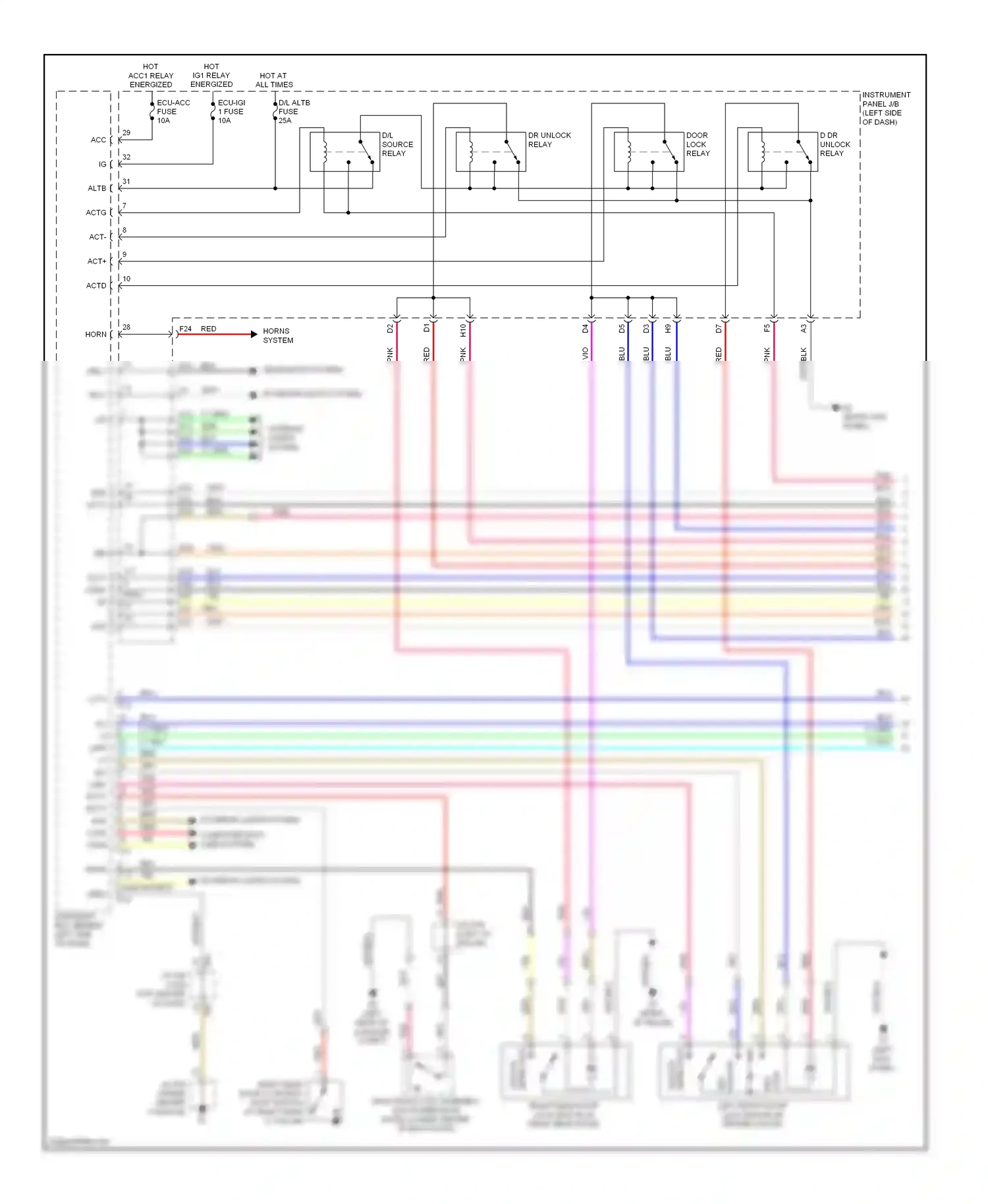 Wiring diagram dr unlock relay for Lexus RX III (2008-2012) (1 of 2)