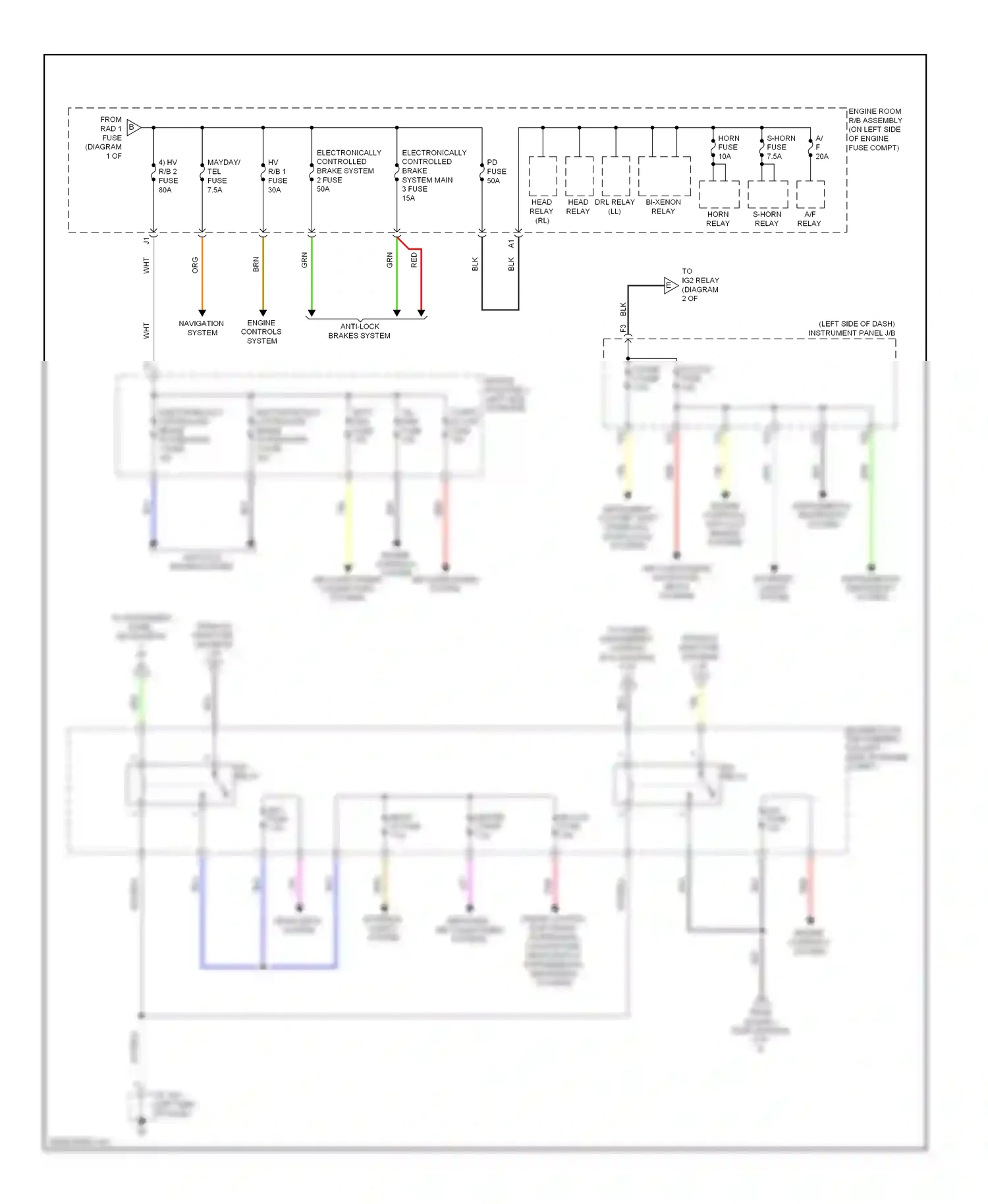 Wiring diagram electronically controlled brake system main 1 fuse for Lexus RX III (2008-2012) (1 of 1)