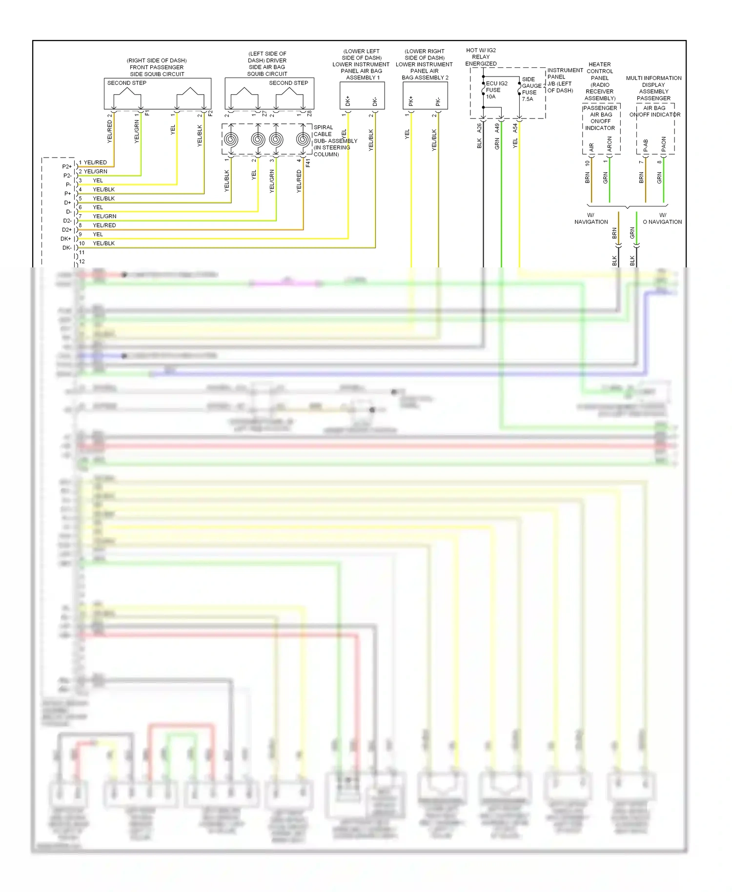 Wiring diagram multi information display assembly passenger air bag on/off indicator for Lexus RX III (2008-2012) (1 of 1)