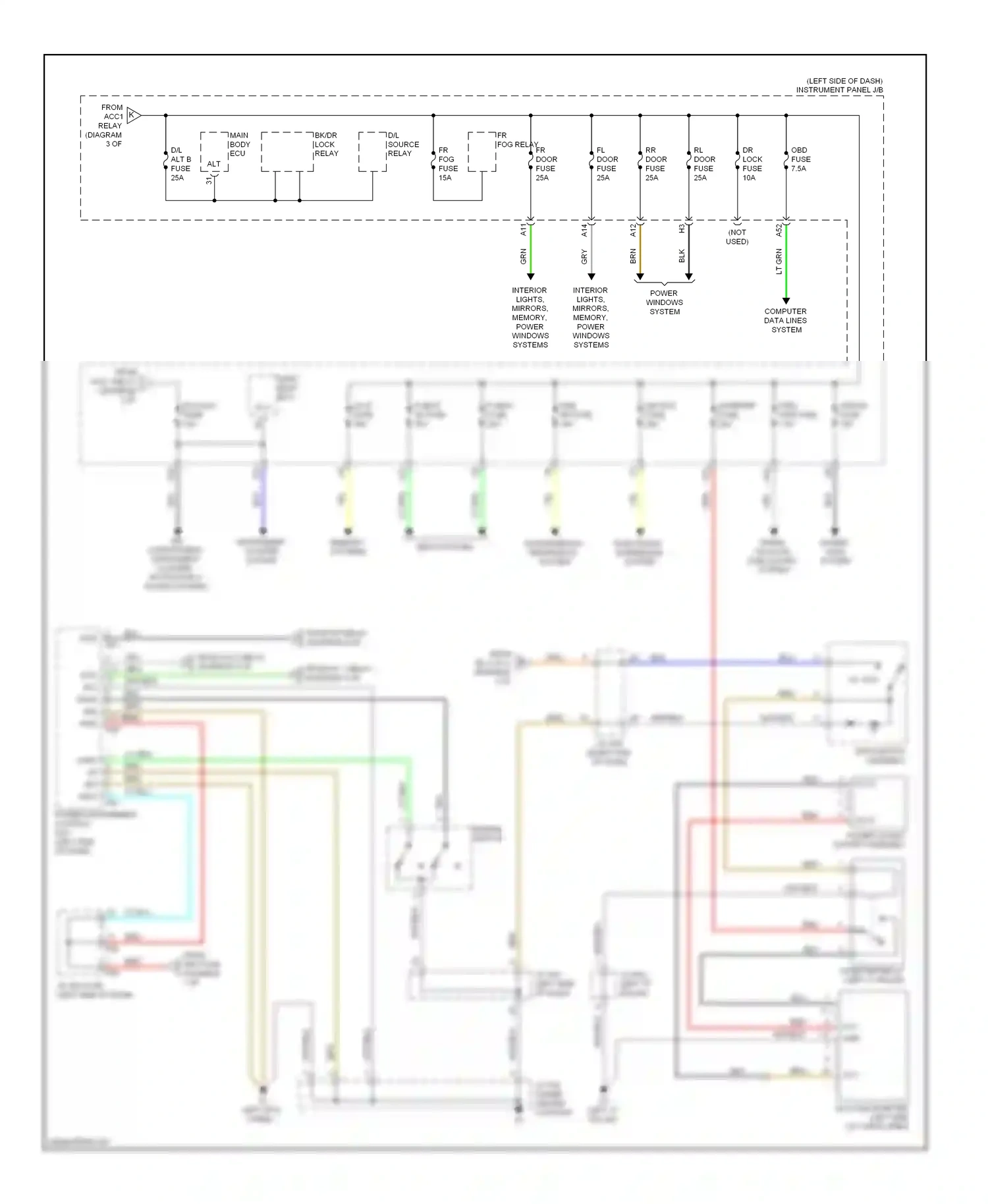 Wiring diagram obd fuse for Lexus RX III (2008-2012) (2 of 2)