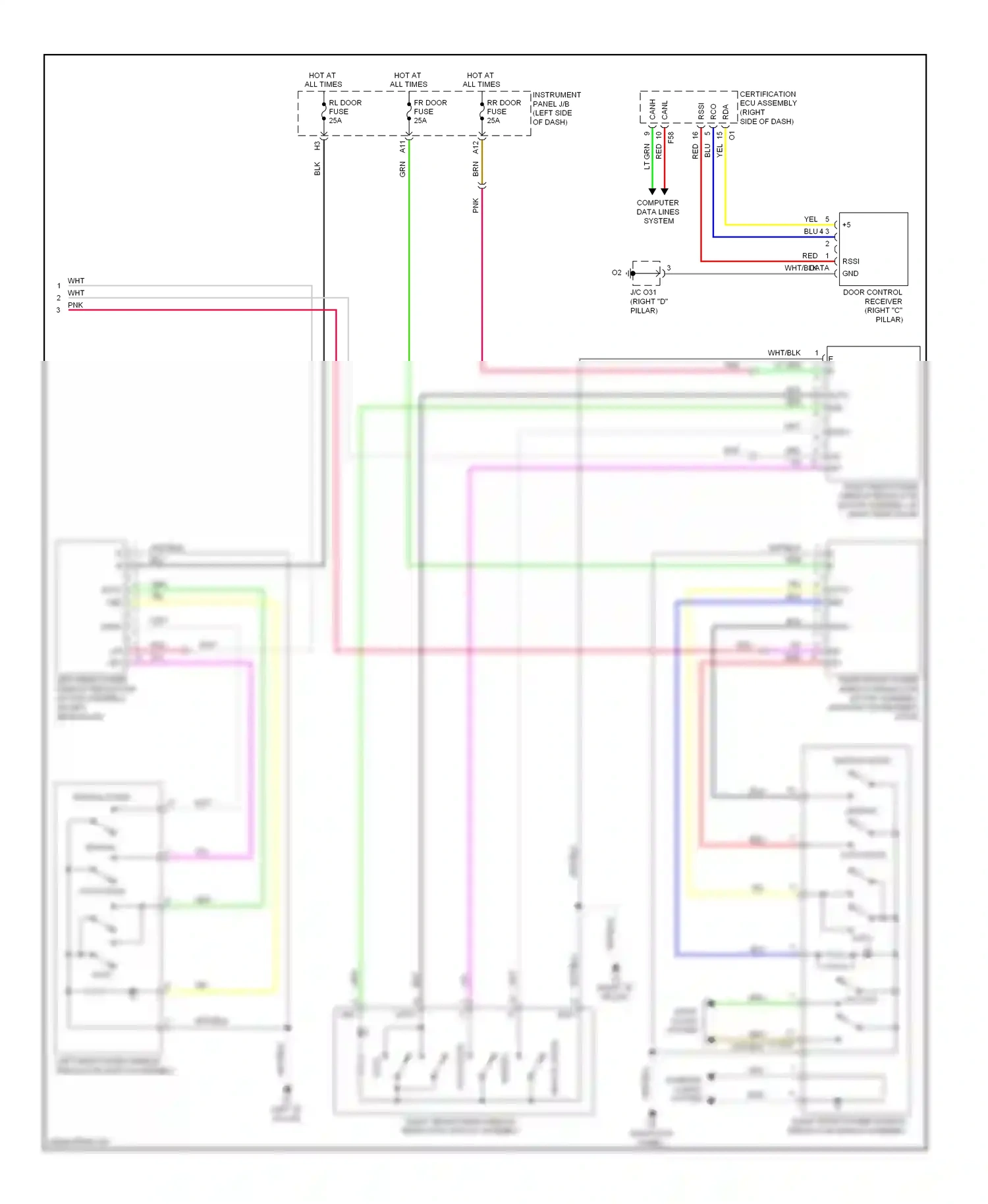 Wiring diagram right front power window regulator switch assembly for Lexus RX III (2008-2012) (1 of 1)