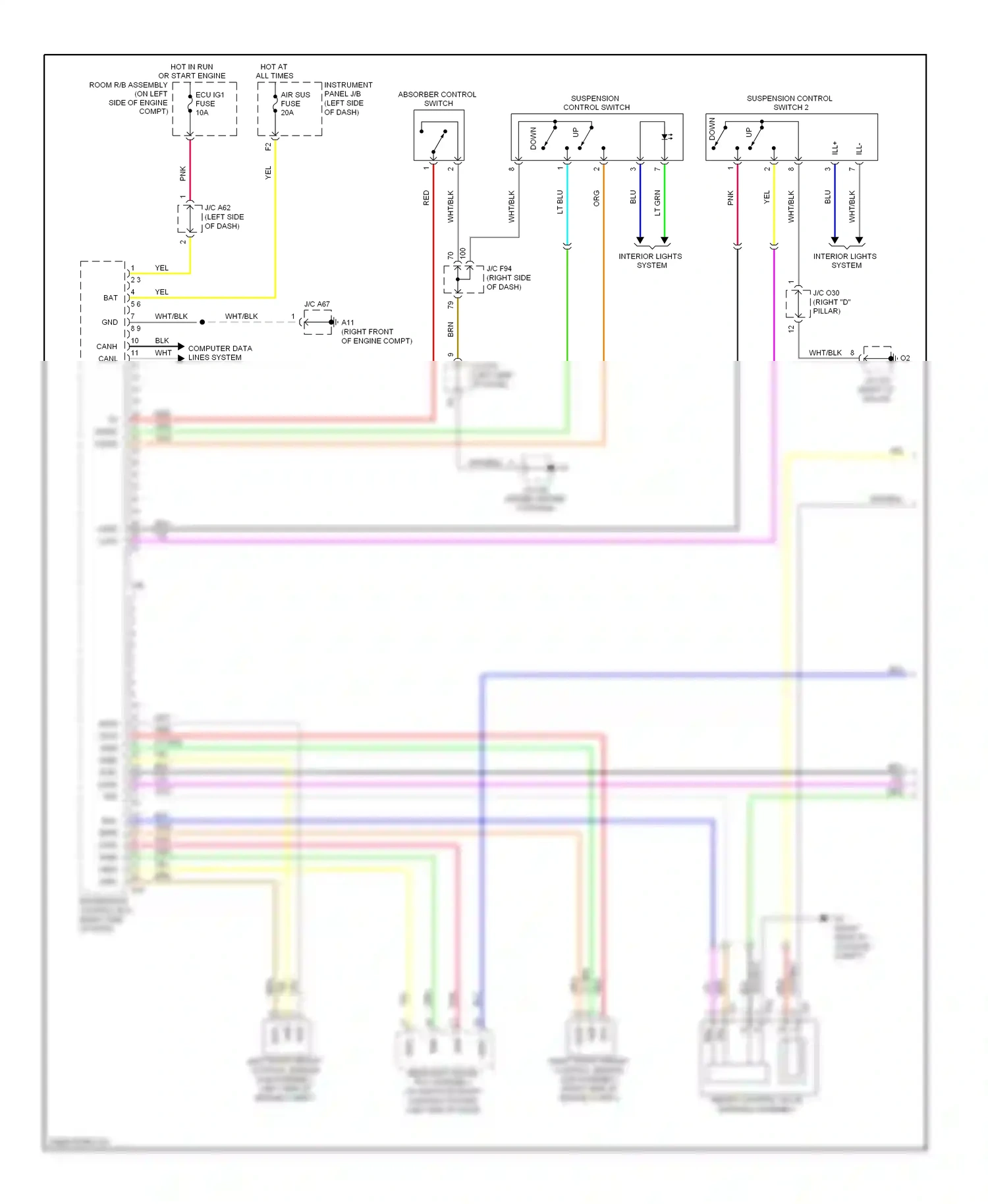 Wiring diagram suspension control switch for Lexus RX III (2008-2012) (1 of 4)