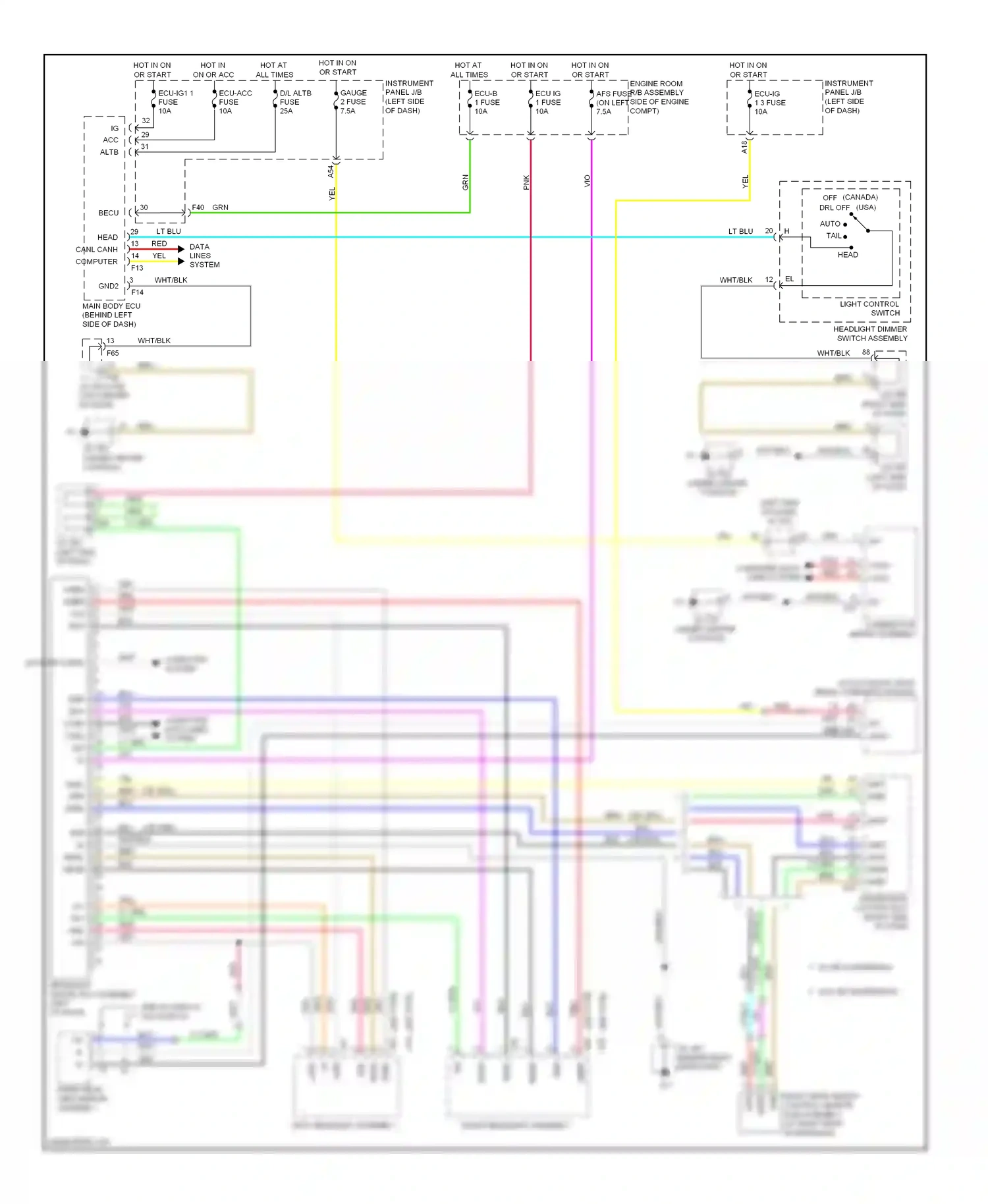 Lexus RX III (2008-2012) (w/ automatic high beam) overhead module wiring diagram  (1 of 1)