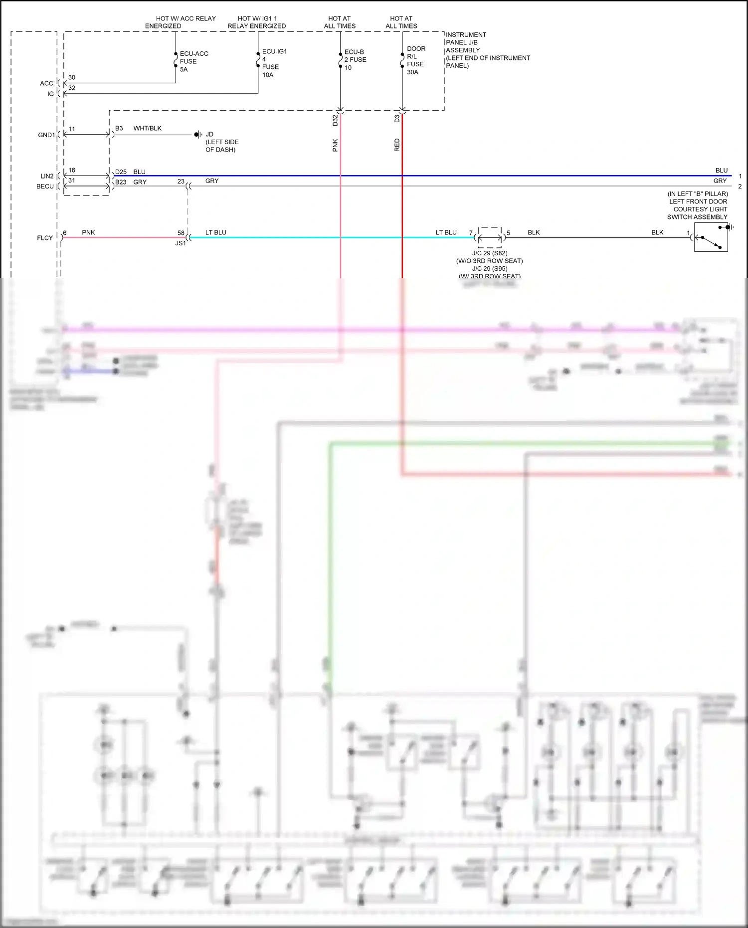 Wiring diagram driver side down switch for Lexus RX IV facelift (2019-2023) (1 of 1)