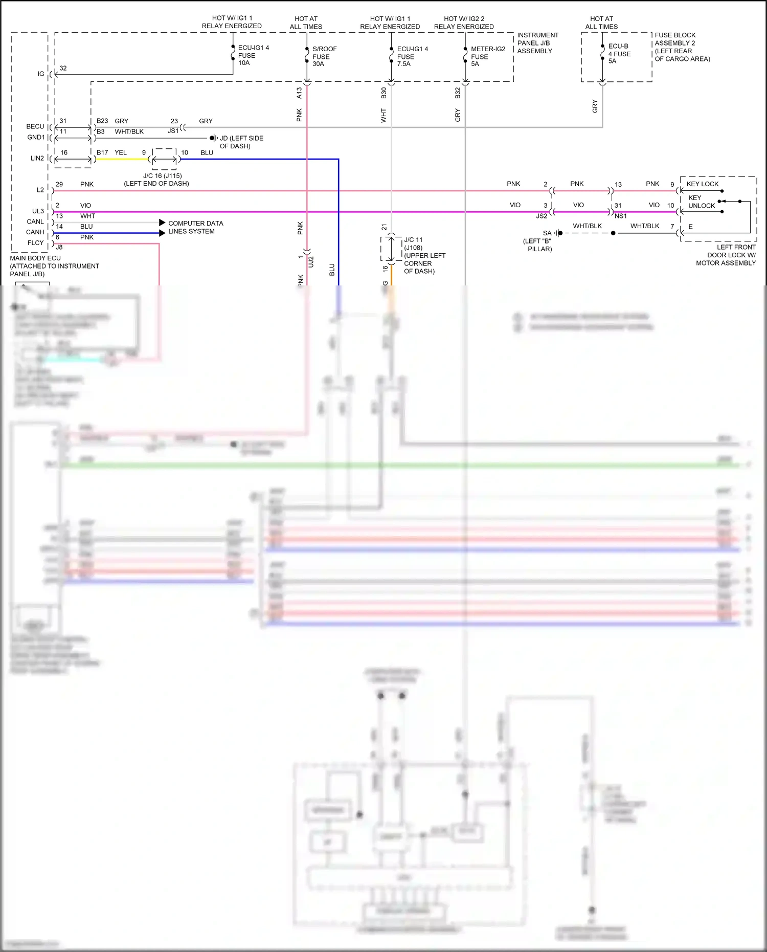 Wiring diagram instrument panel j/b assembly for Lexus RX IV facelift (2019-2023) (46 of 103)
