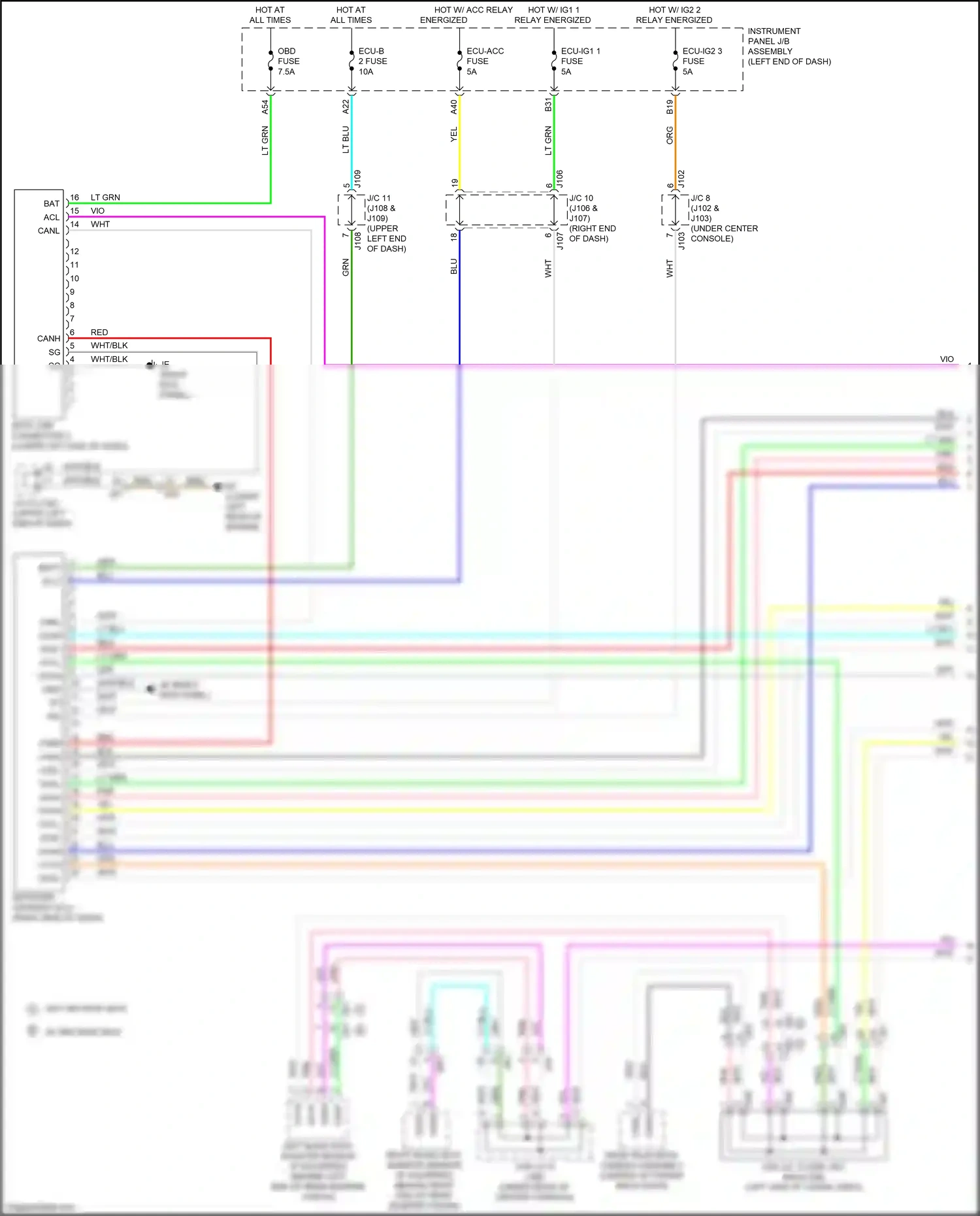 Wiring diagram instrument panel j/b assembly for Lexus RX IV facelift (2019-2023) (64 of 103)