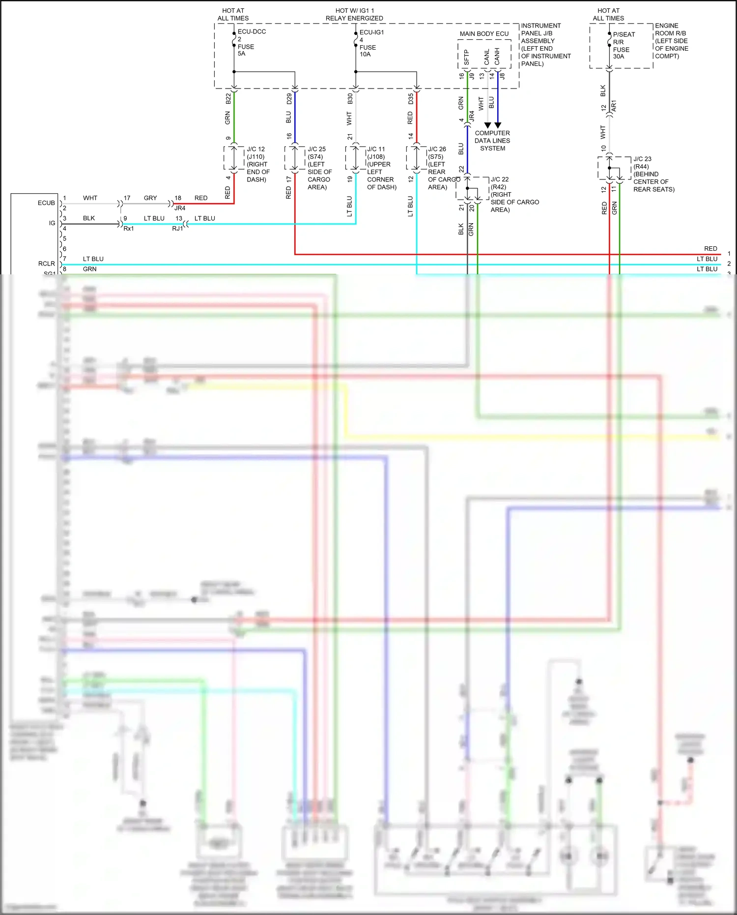 Wiring diagram interior lights systems for Lexus RX IV facelift (2019-2023) (1 of 1)