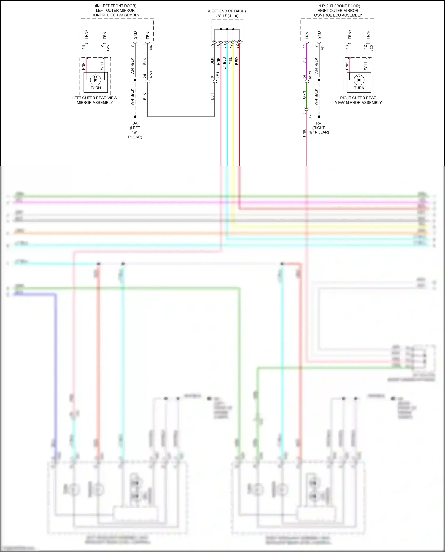 Wiring diagram left outer mirror control ecu assembly for Lexus RX IV facelift (2019-2023) (14 of 20)