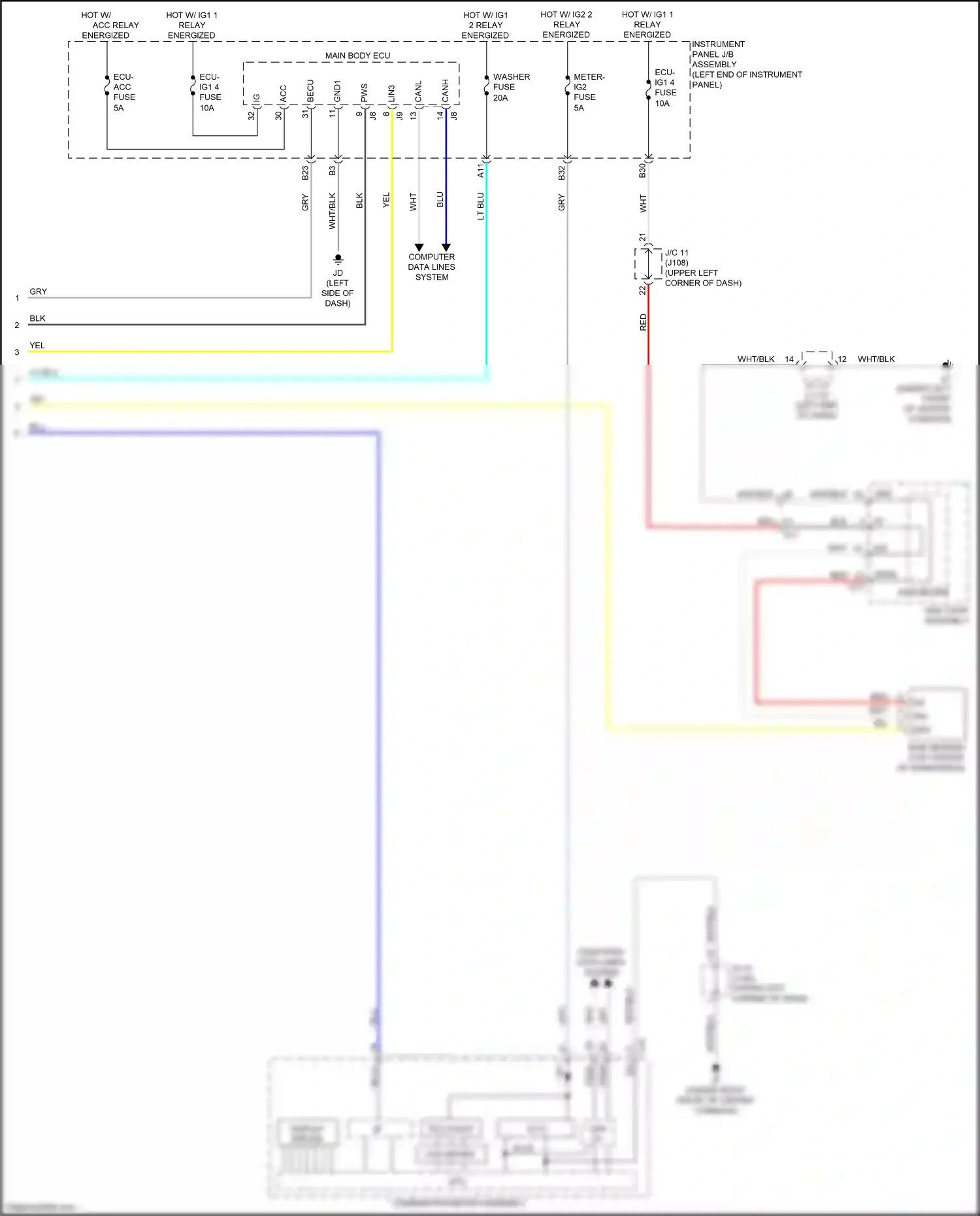 Wiring diagram main board for Lexus RX IV facelift (2019-2023) (3 of 5)