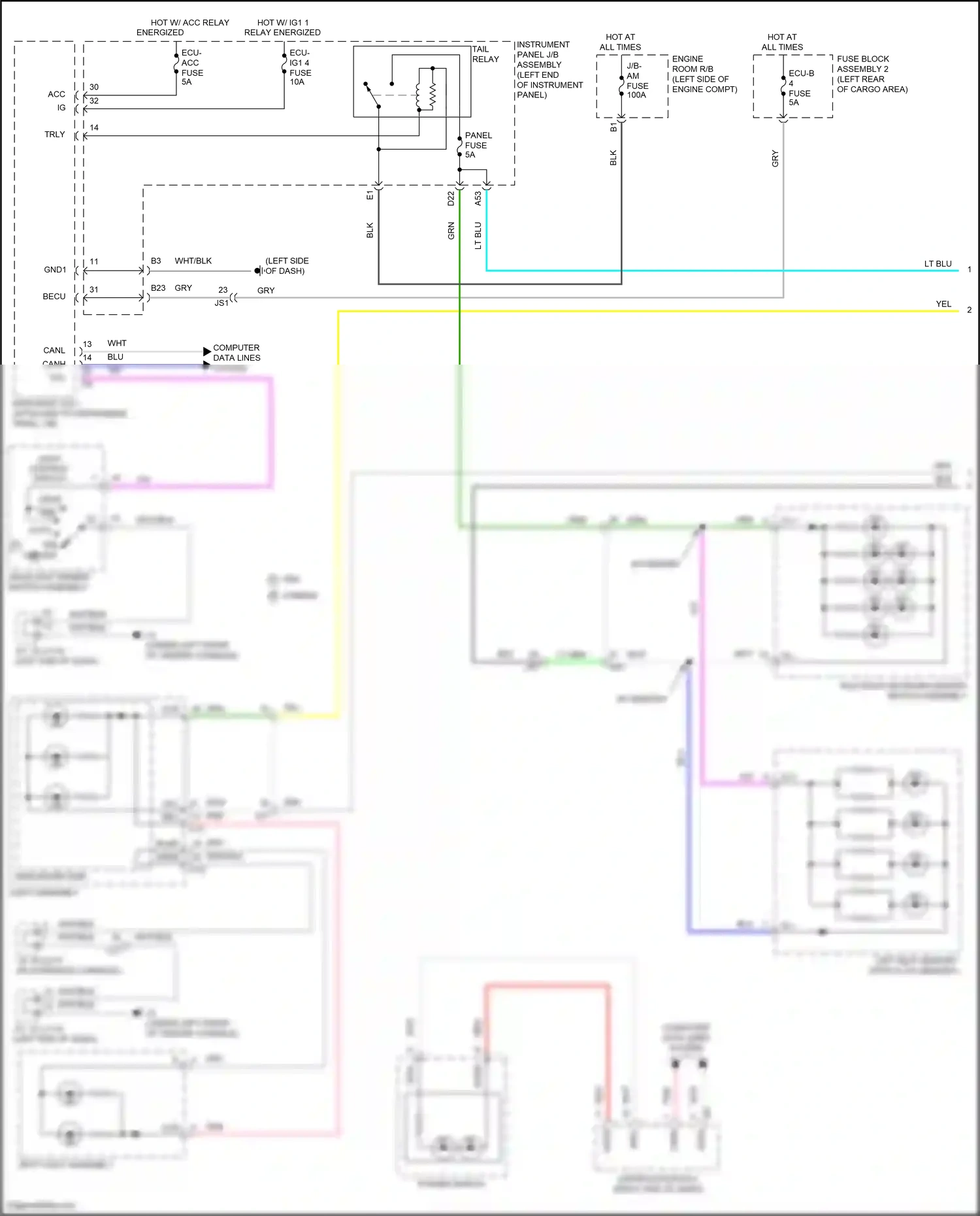 Wiring diagram relay energized for Lexus RX IV facelift (2019-2023) (2 of 78)