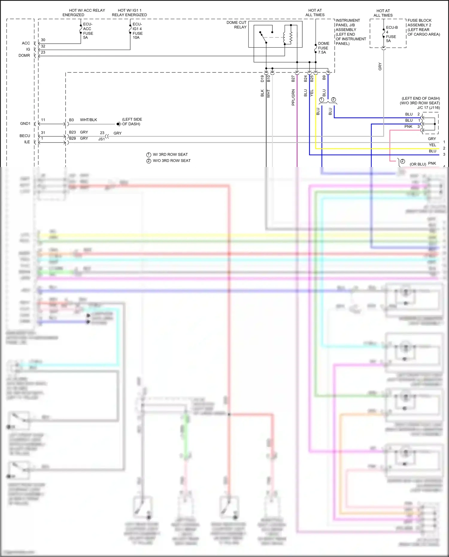 Wiring diagram right front door courtesy light switch assembly for Lexus RX IV facelift (2019-2023) (1 of 4)