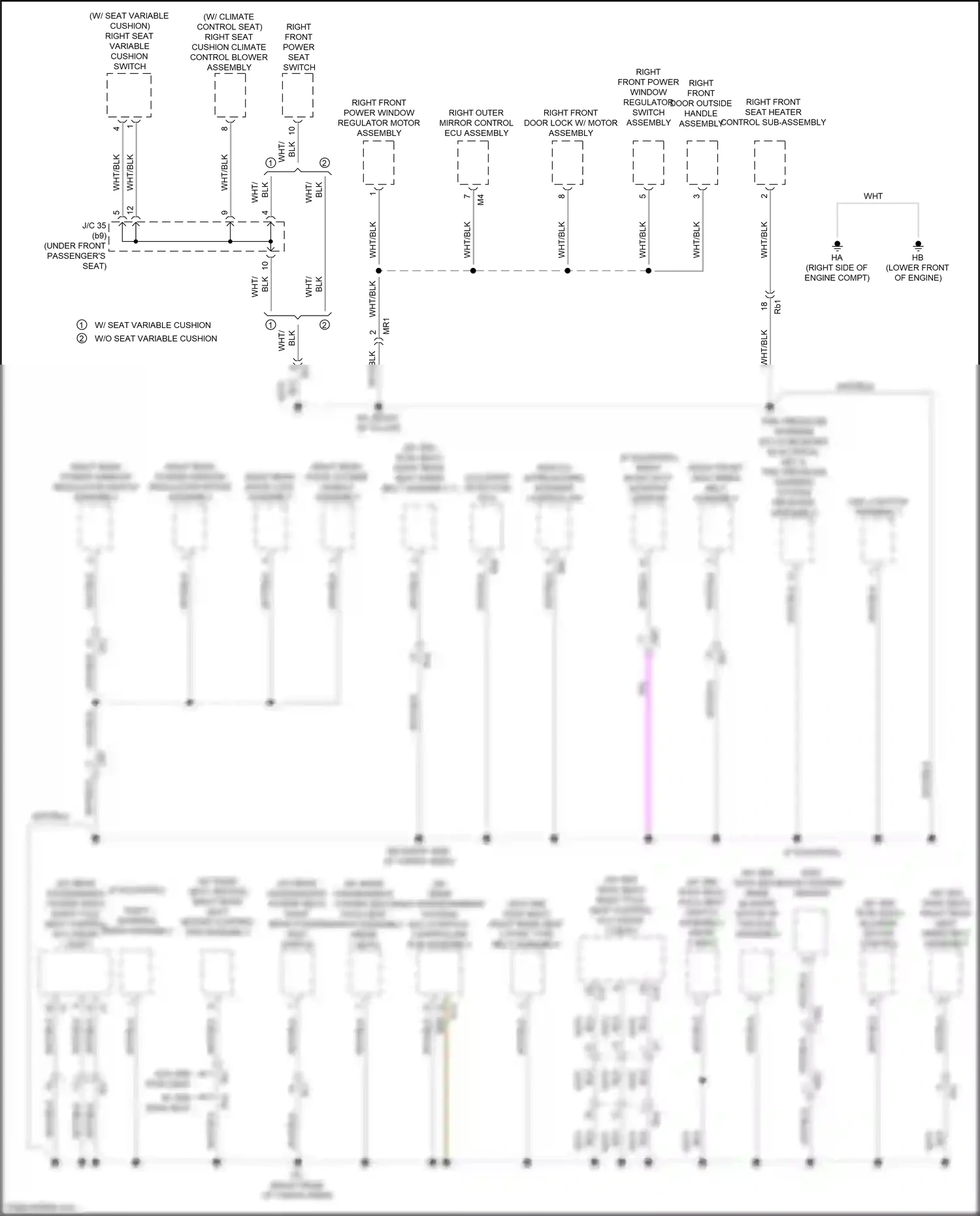 Wiring diagram right seat variable cushion switch for Lexus RX IV facelift (2019-2023) (1 of 5)