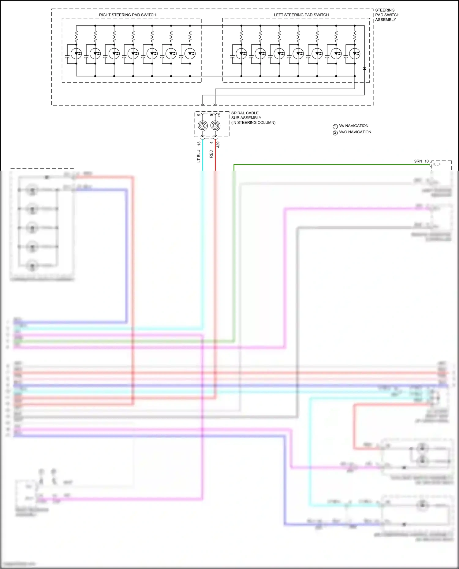 Wiring diagram right steering pad switch for Lexus RX IV facelift (2019-2023) (5 of 6)