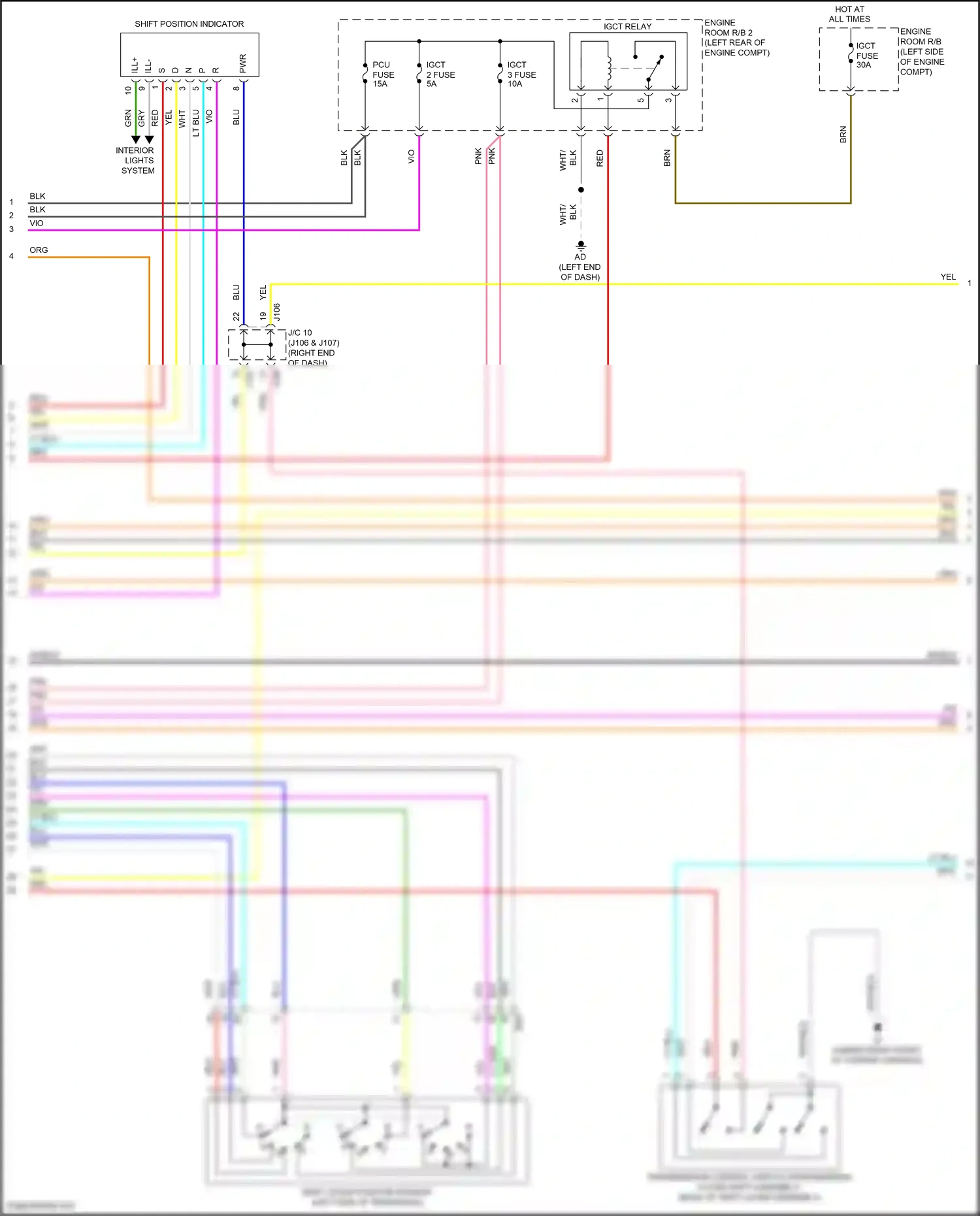 Wiring diagram shift position indicator for Lexus RX IV facelift (2019-2023) (7 of 9)
