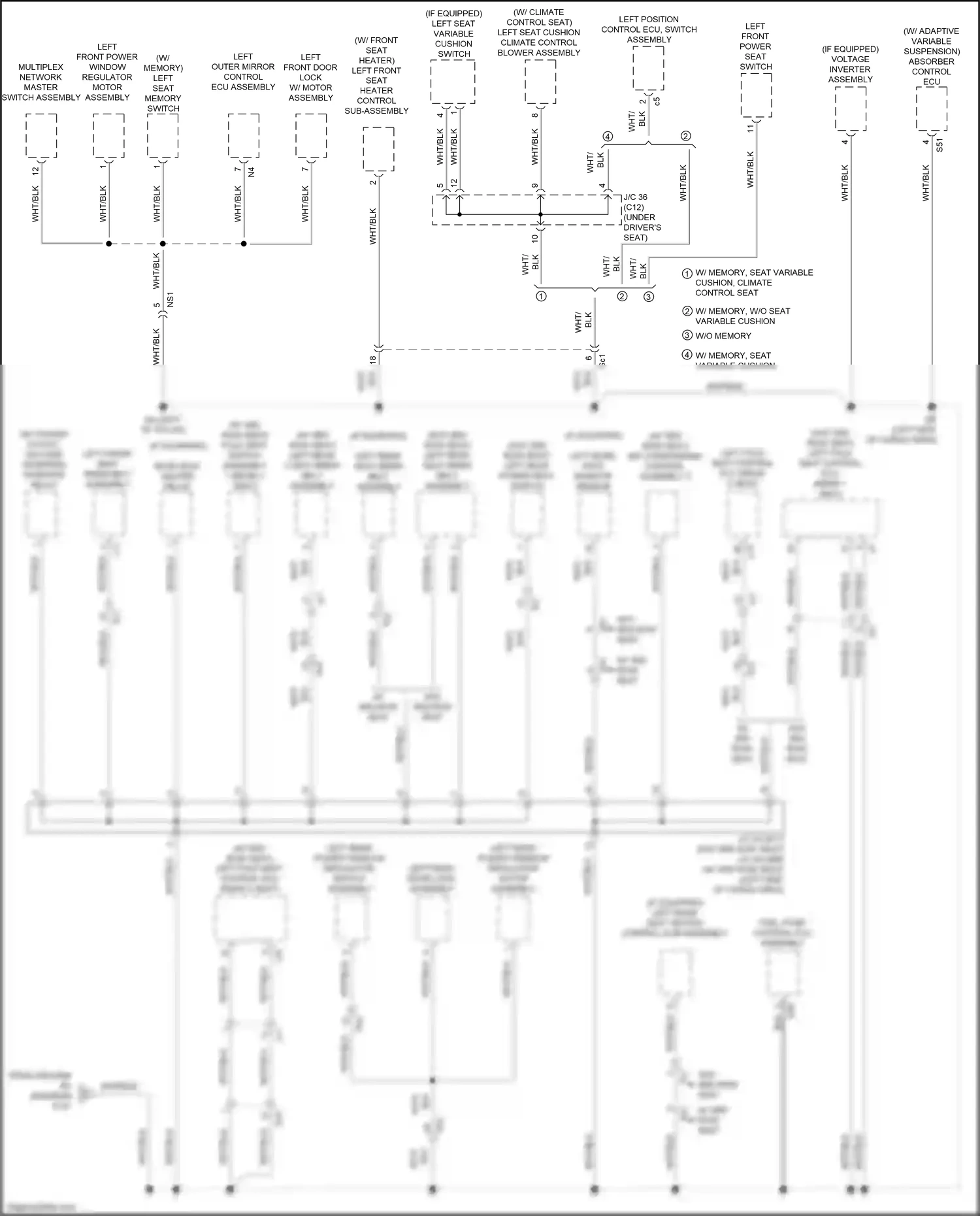 Wiring diagram w/ memory, seat variable cushion for Lexus RX IV facelift (2019-2023) (1 of 1)