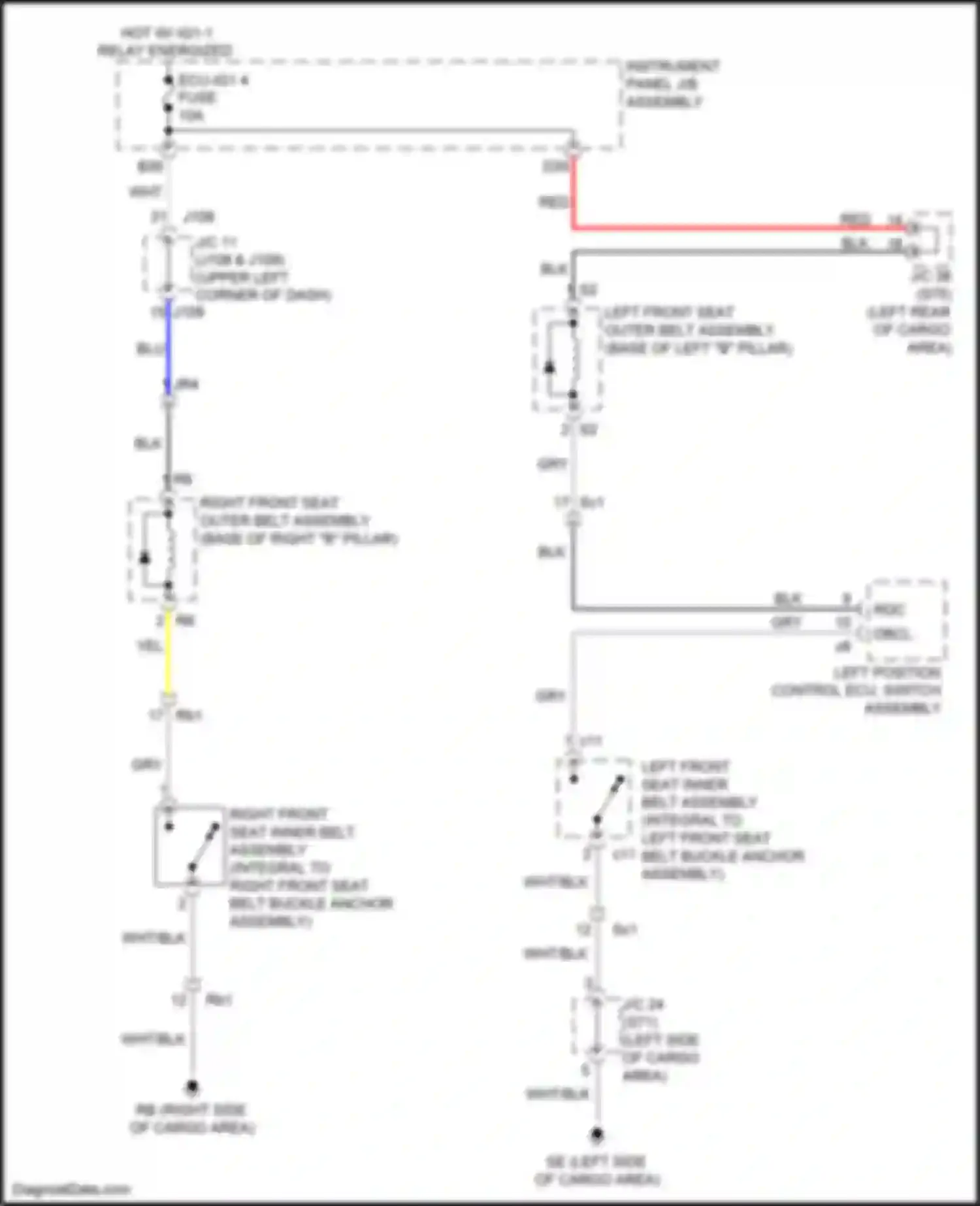 RX Lexus IV (2015-2019): Passive restraints circuit