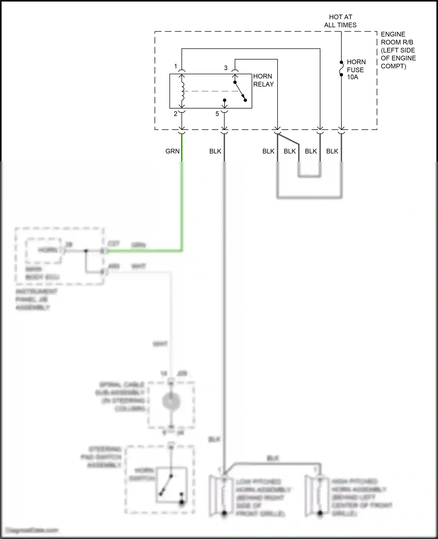 Wiring diagram horn switch for Lexus RX IV (2015-2019) (1 of 1)