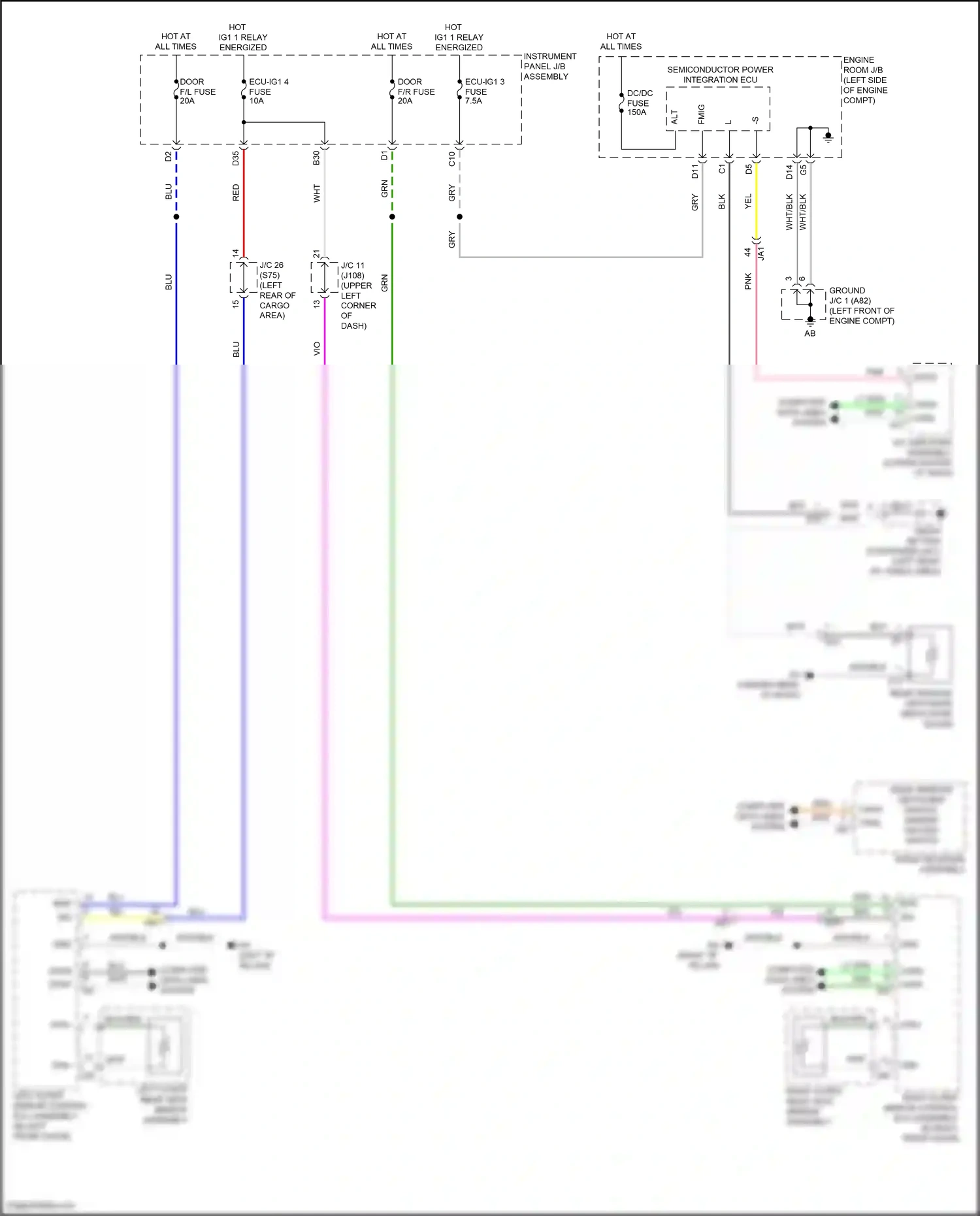 Wiring diagram instrument panel j/b assembly for Lexus RX IV (2015-2019) (18 of 98)