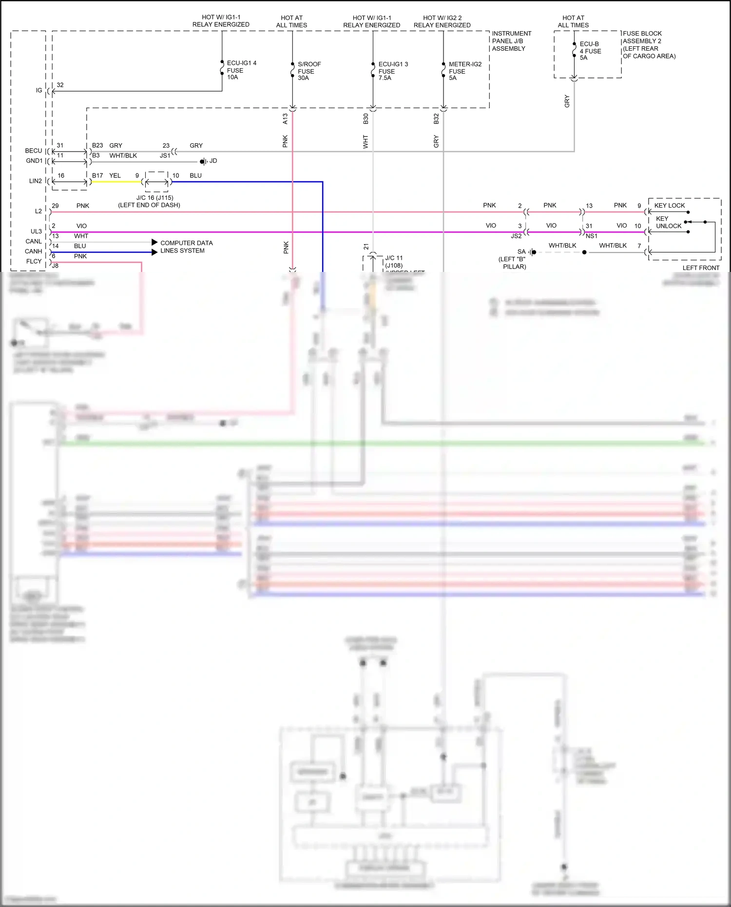 Wiring diagram instrument panel j/b assembly for Lexus RX IV (2015-2019) (77 of 98)
