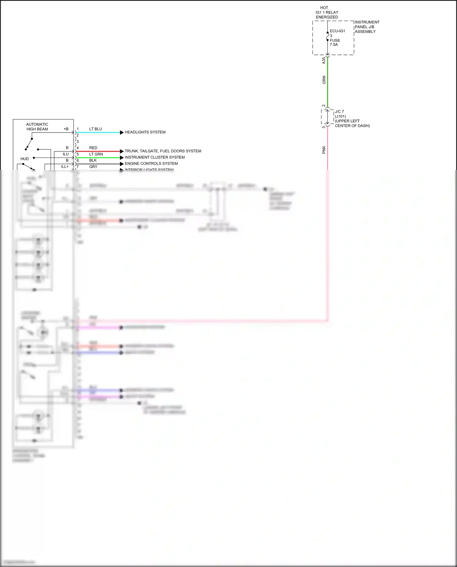 Wiring diagram instrument panel j/b assembly for Lexus RX IV (2015-2019) (53 of 98)
