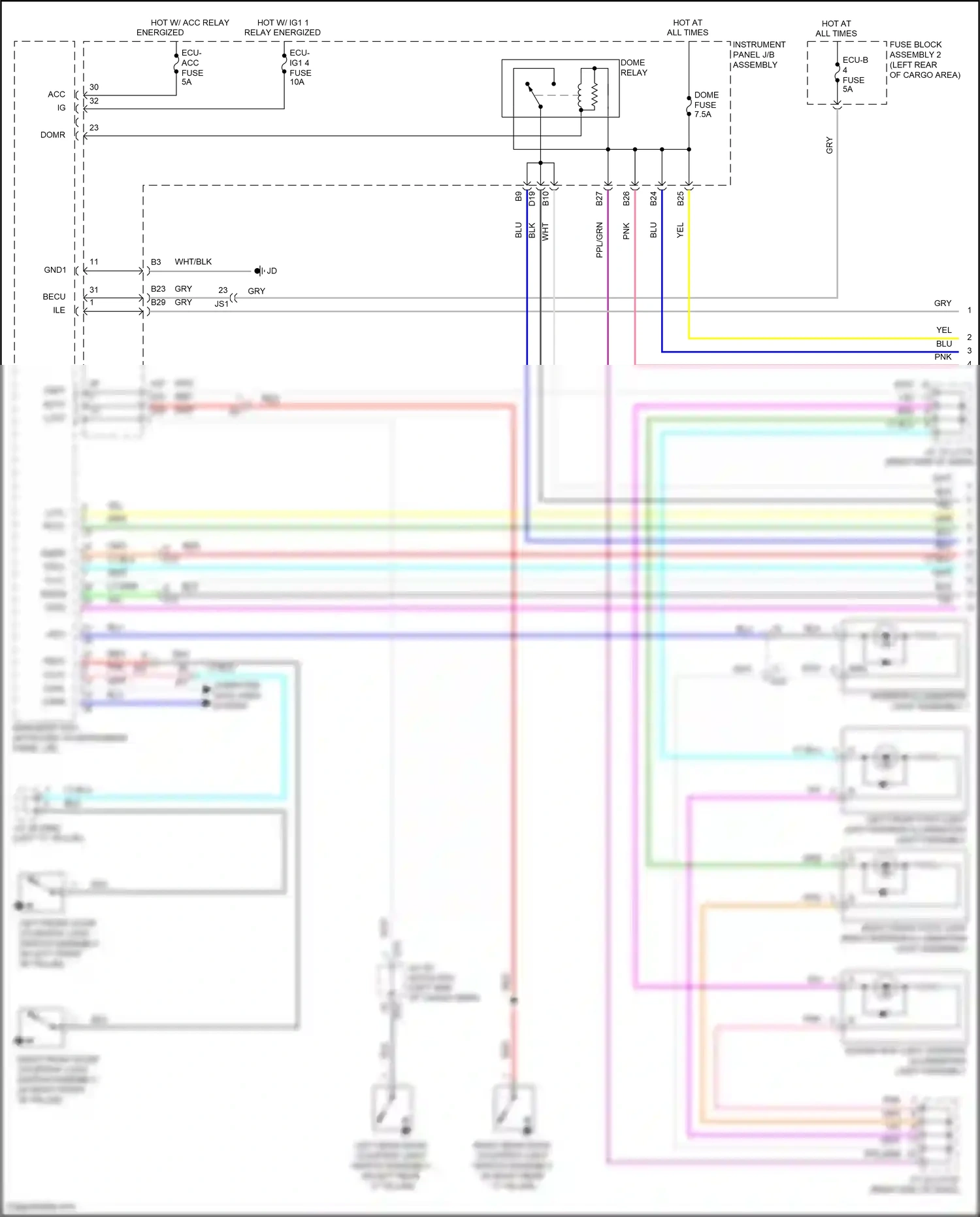 Wiring diagram interior illumination light assembly 1 for Lexus RX IV (2015-2019) (1 of 1)