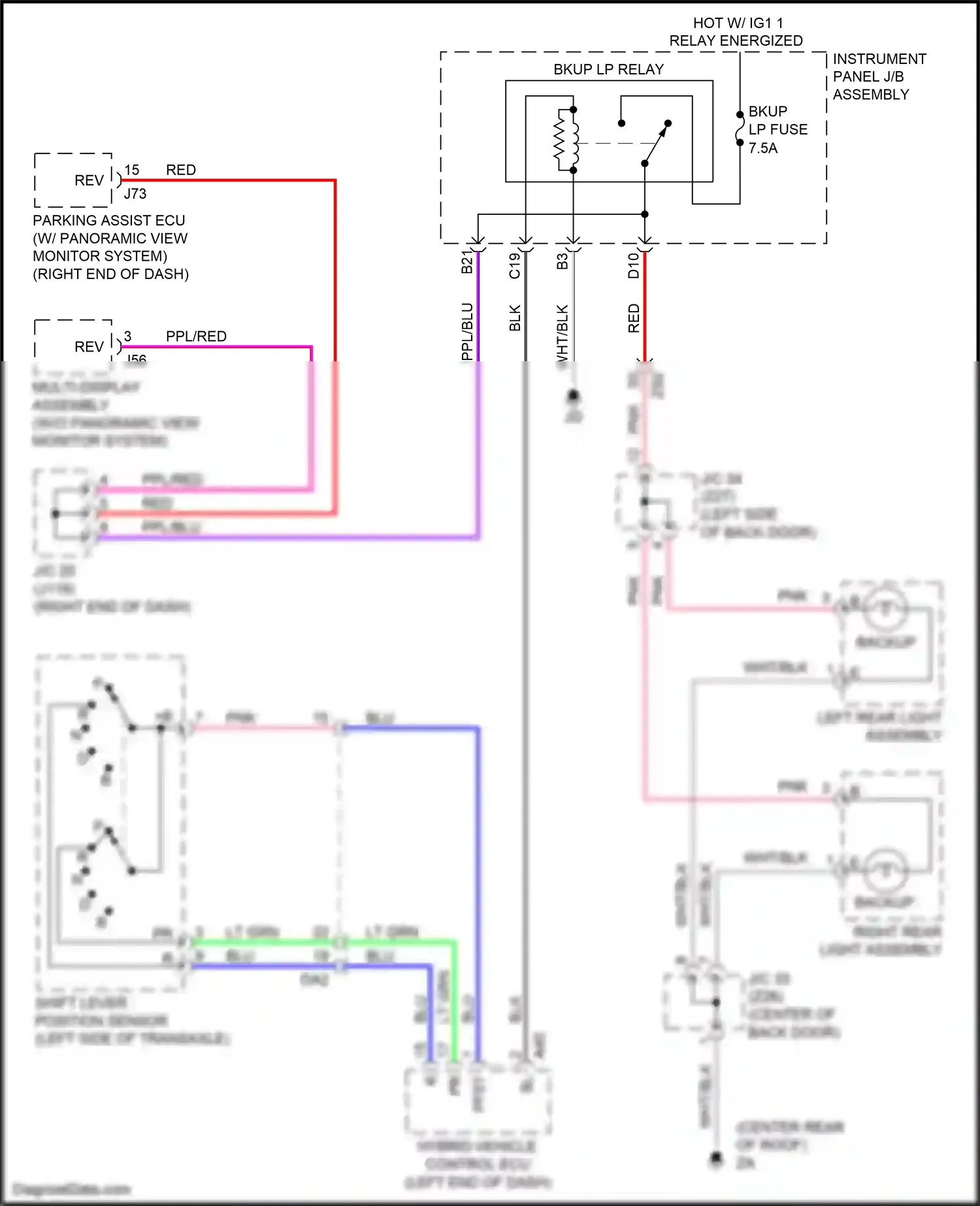 Wiring diagram left rear light assembly for Lexus RX IV (2015-2019) (1 of 4)