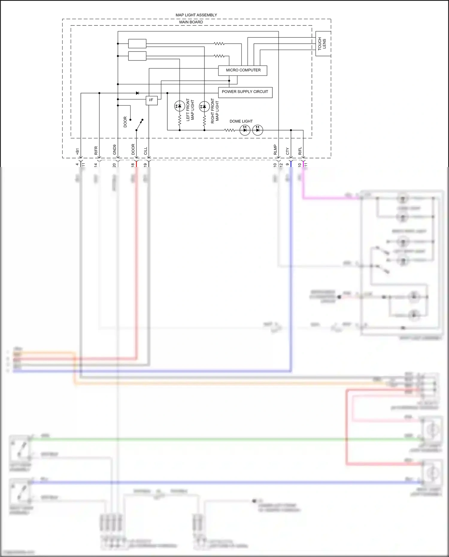 Wiring diagram map light for Lexus RX IV (2015-2019) (1 of 1)