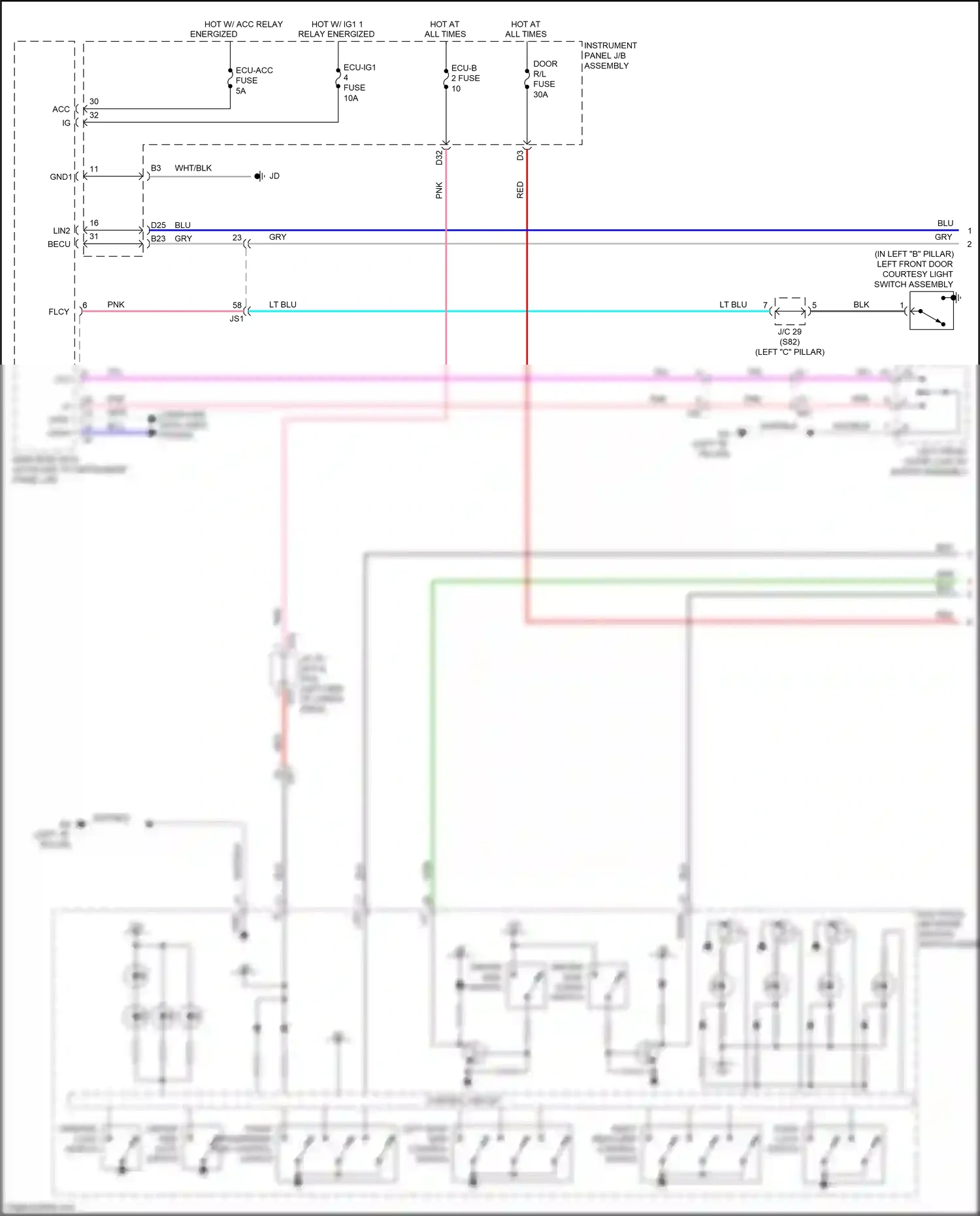 Wiring diagram multiplex network master switch assembly for Lexus RX IV (2015-2019) (6 of 6)