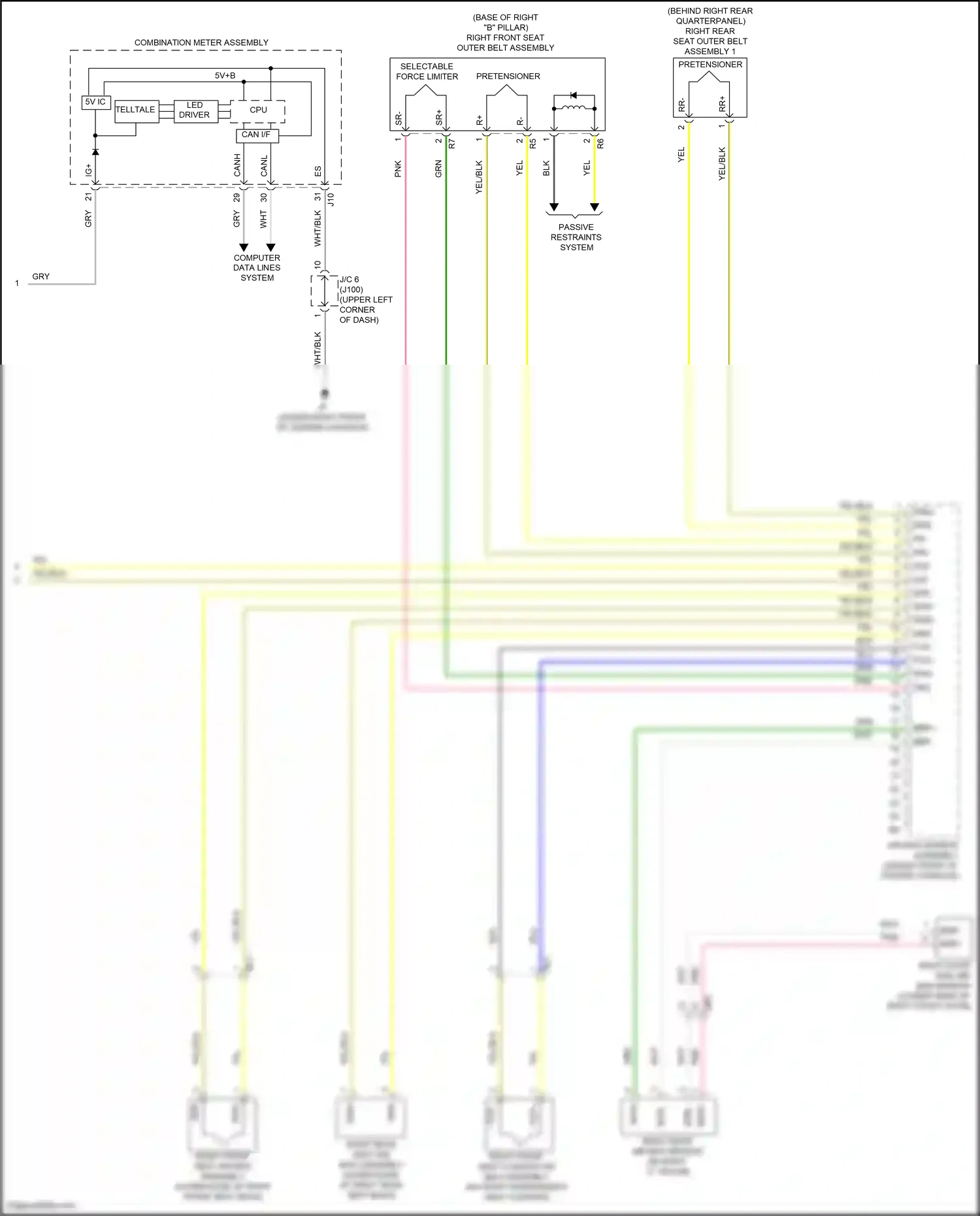 Wiring diagram right front seat outer belt assembly for Lexus RX IV (2015-2019) (3 of 3)