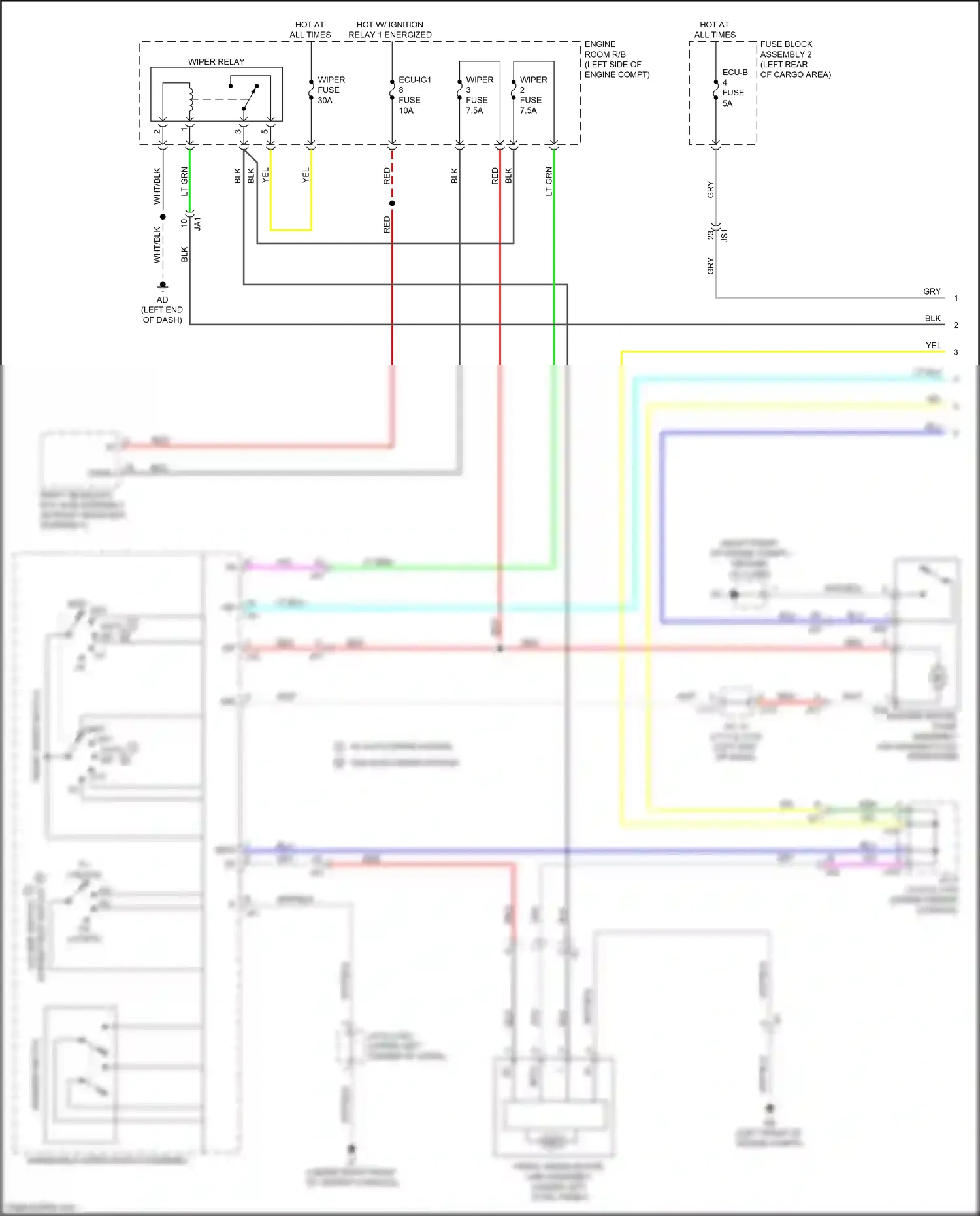 Wiring diagram windshield wiper switch assembly for Lexus RX IV (2015-2019) (1 of 5)