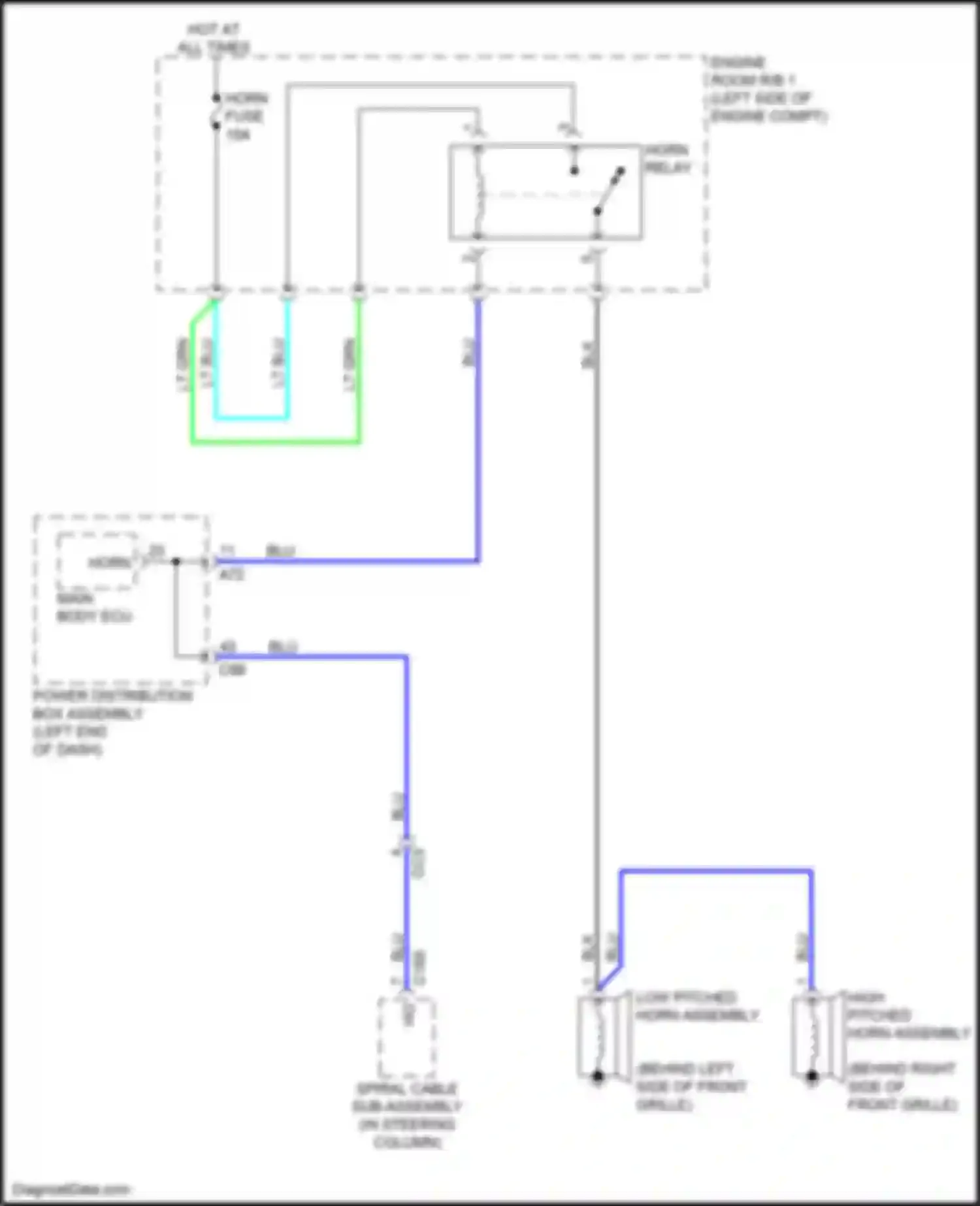 Wiring diagram high pitched horn assembly for Lexus RX V (2022-2024) (1 of 1)