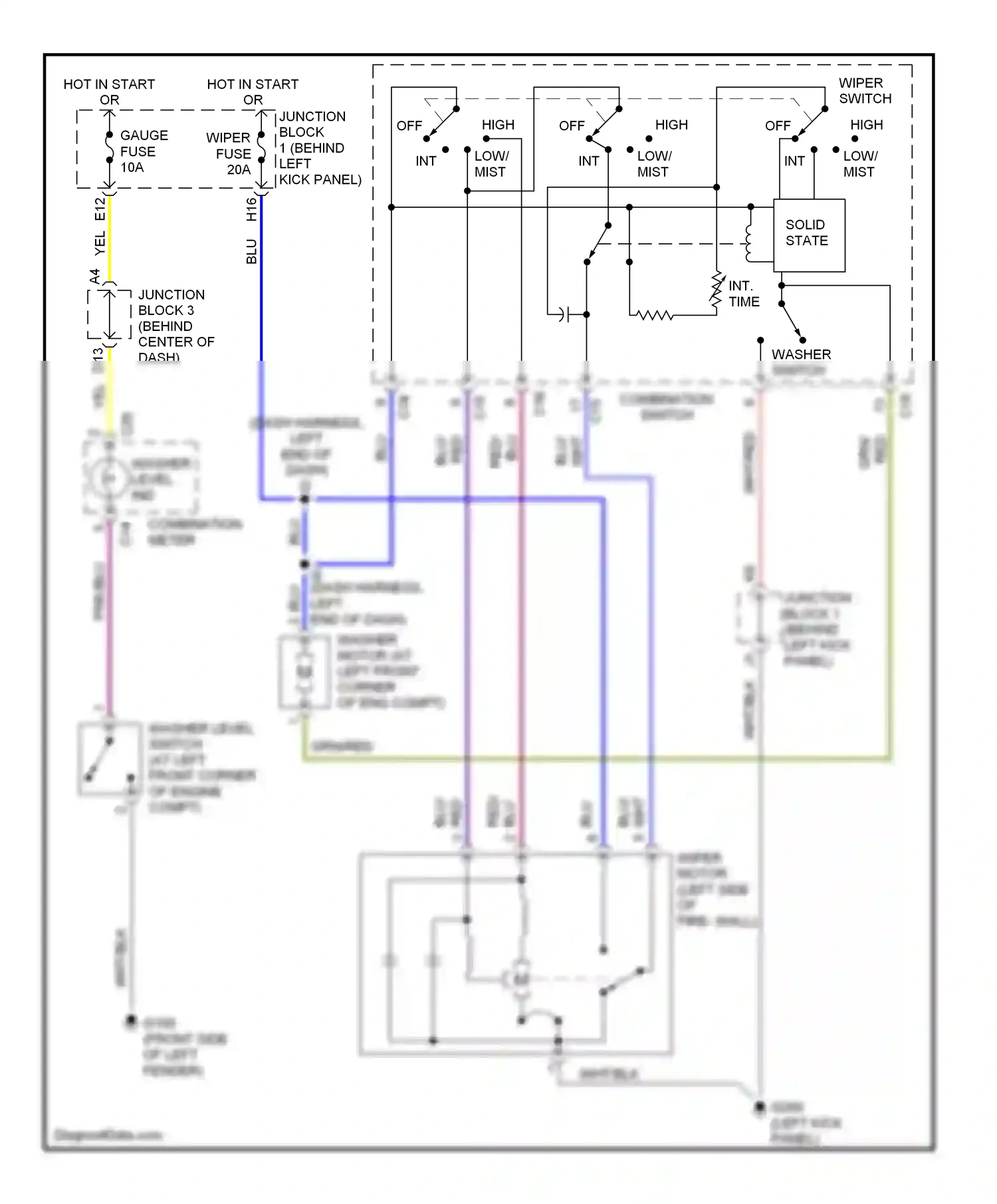 Lexus SC I (1991-2001) washer switch wiring diagram  (1 of 1)