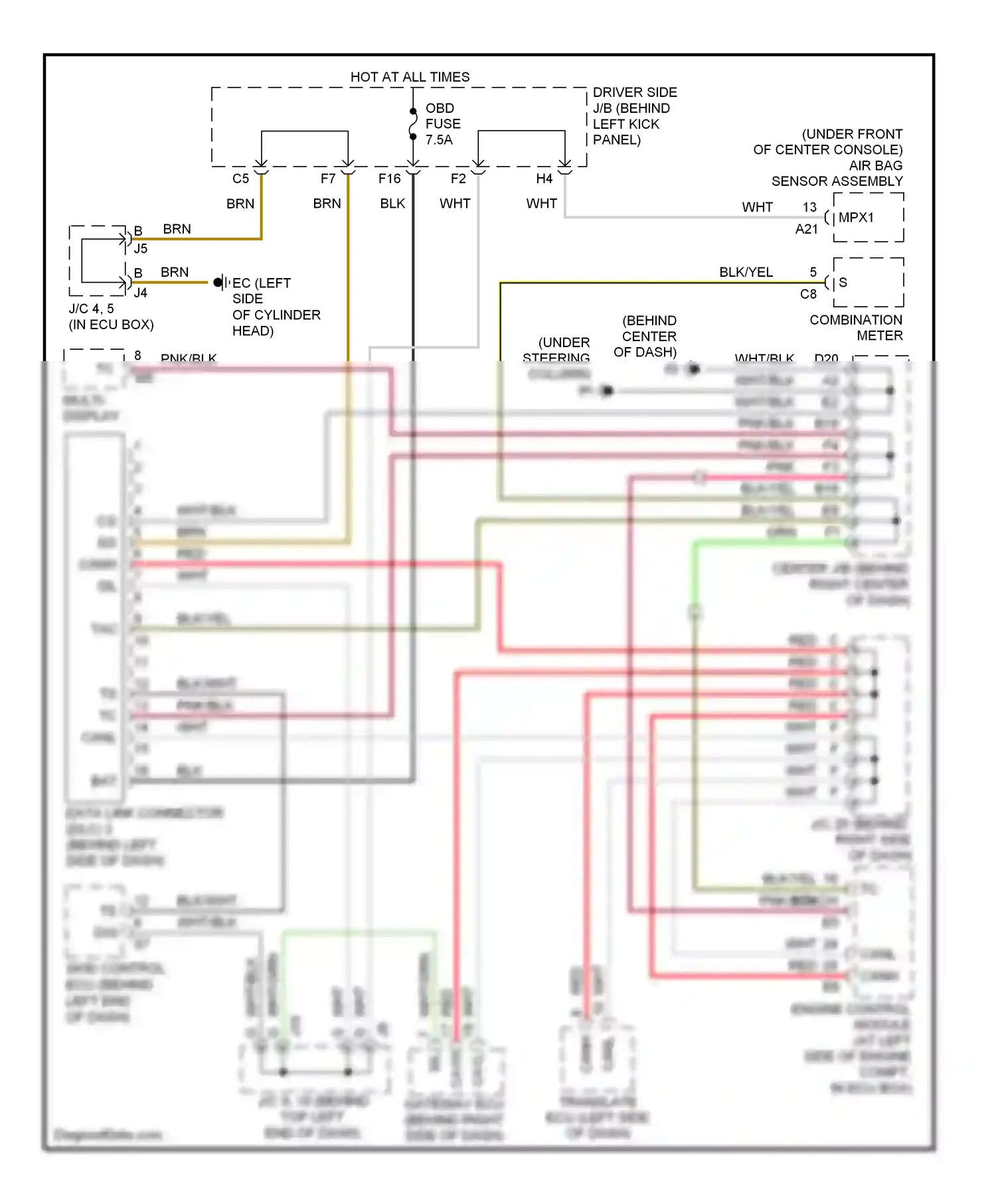 Lexus SC II facelift (2005-2010) engine control module (at left side of engine compt, in ecu box) wiring diagram  (5 of 8)