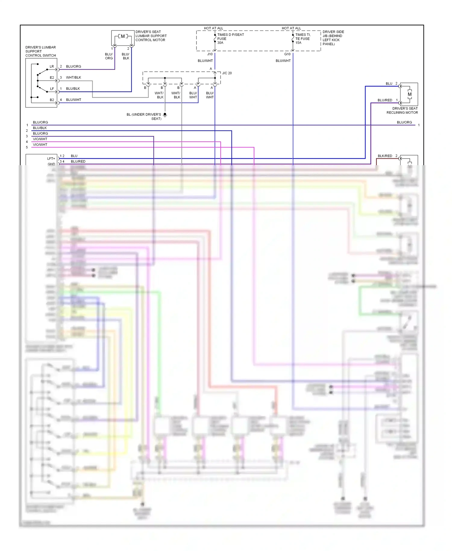 Lexus SC II (2001-2005) driver's lumbar support control switch wiring diagram  (1 of 1)