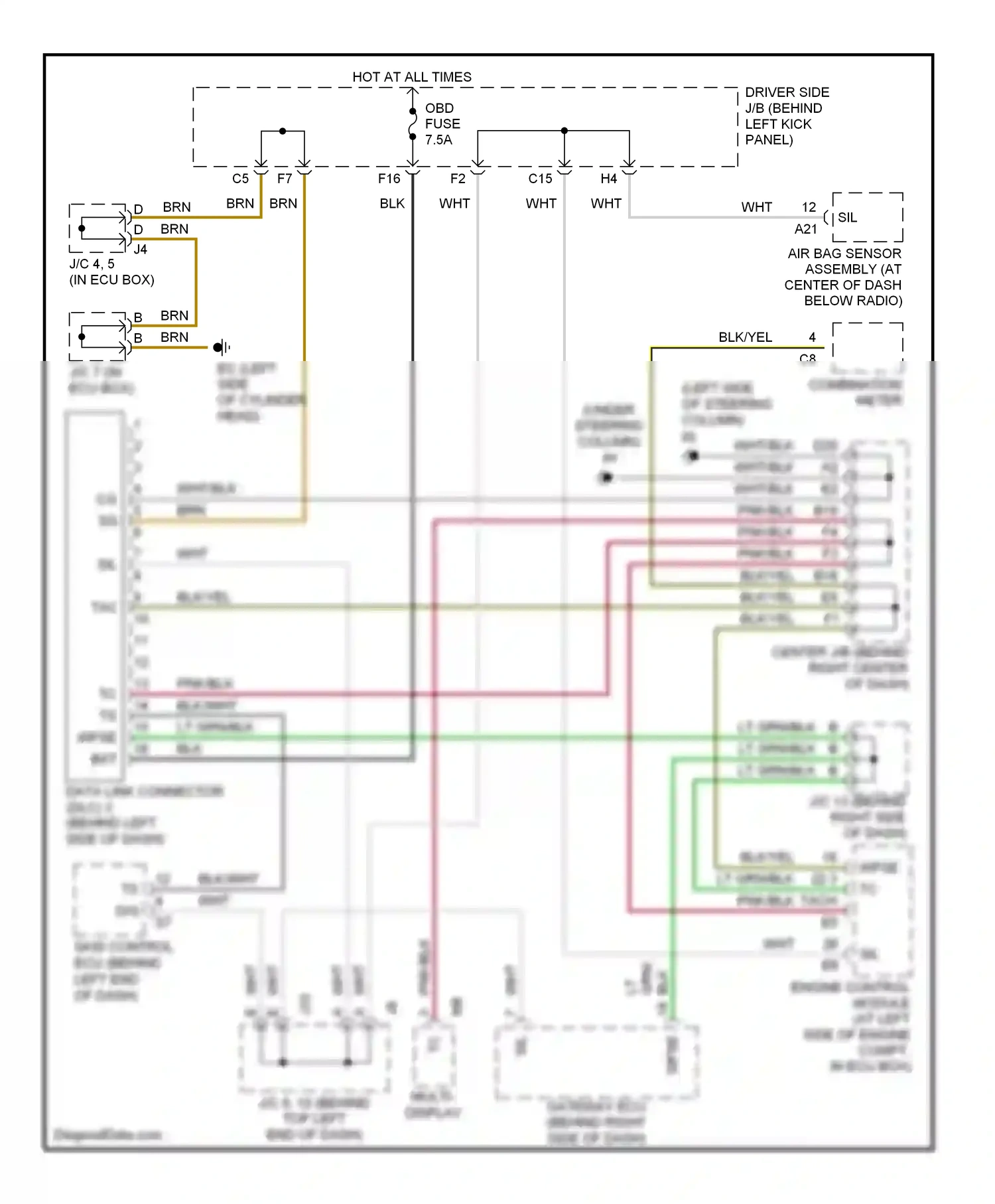 Lexus SC II (2001-2005) engine control module (at left side of engine compt, in ecu box) wiring diagram  (7 of 11)