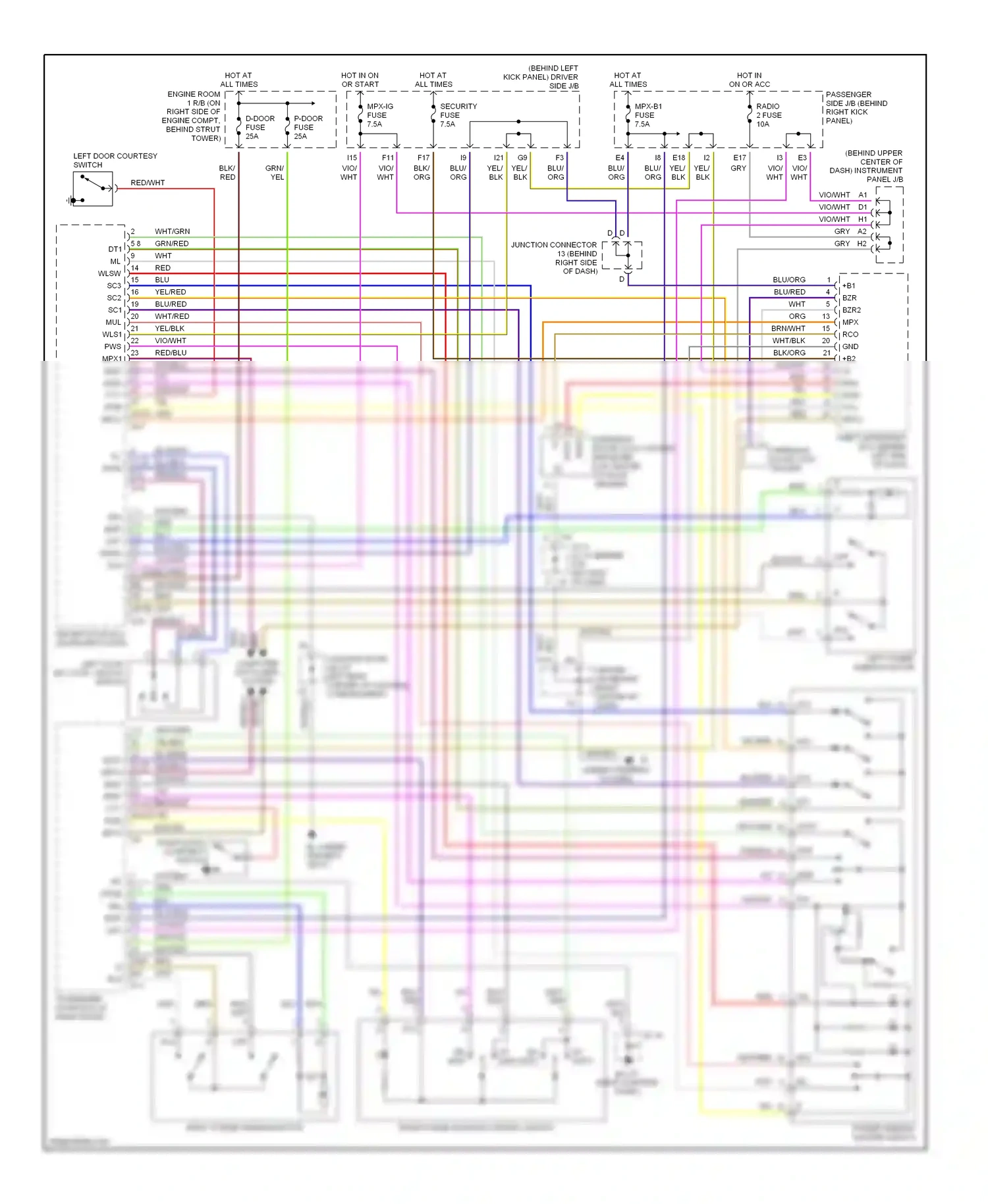 Lexus SC II (2001-2005) power window master switch wiring diagram  (2 of 2)