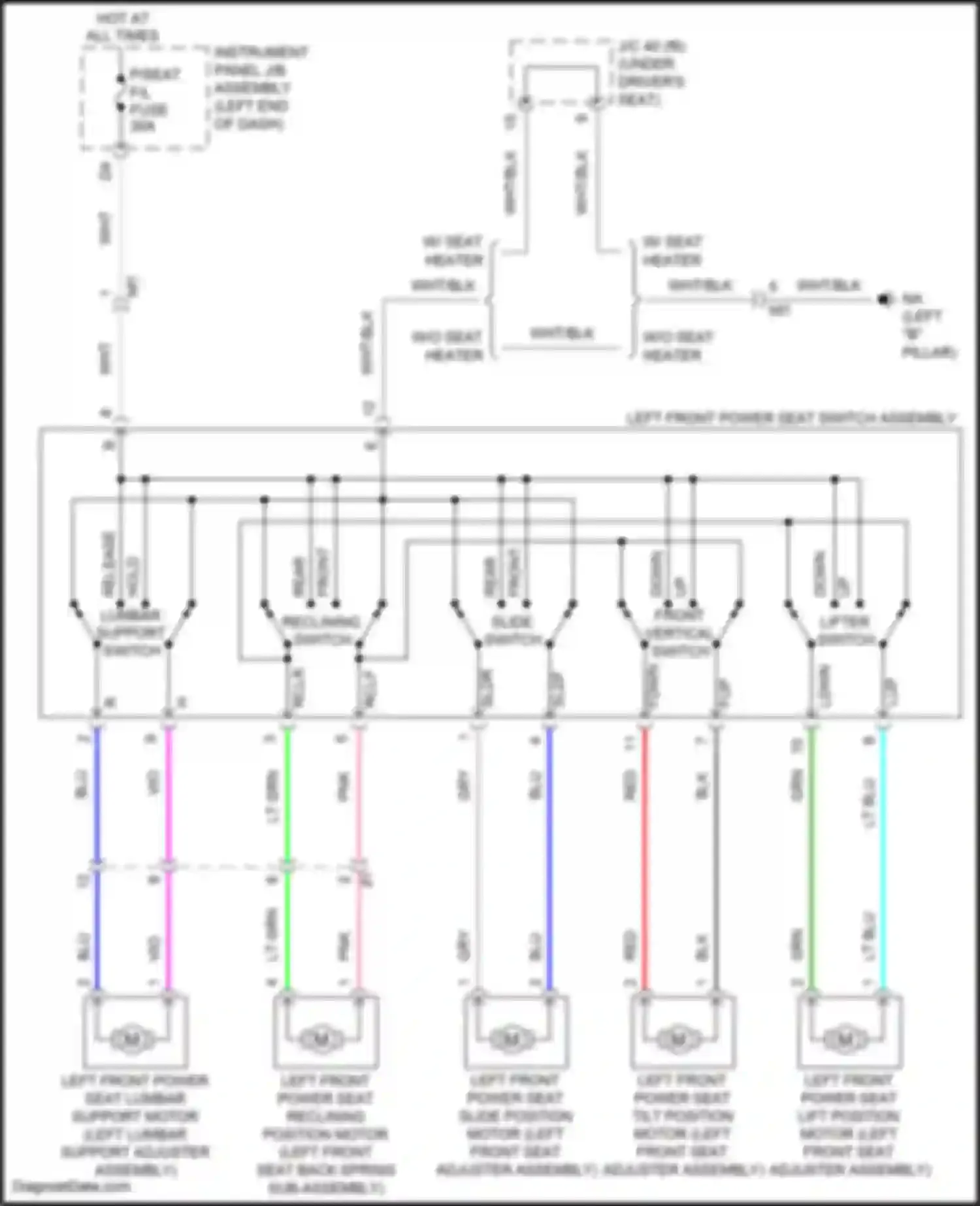UX Lexus I (2018-2024): Driver power seat circuit