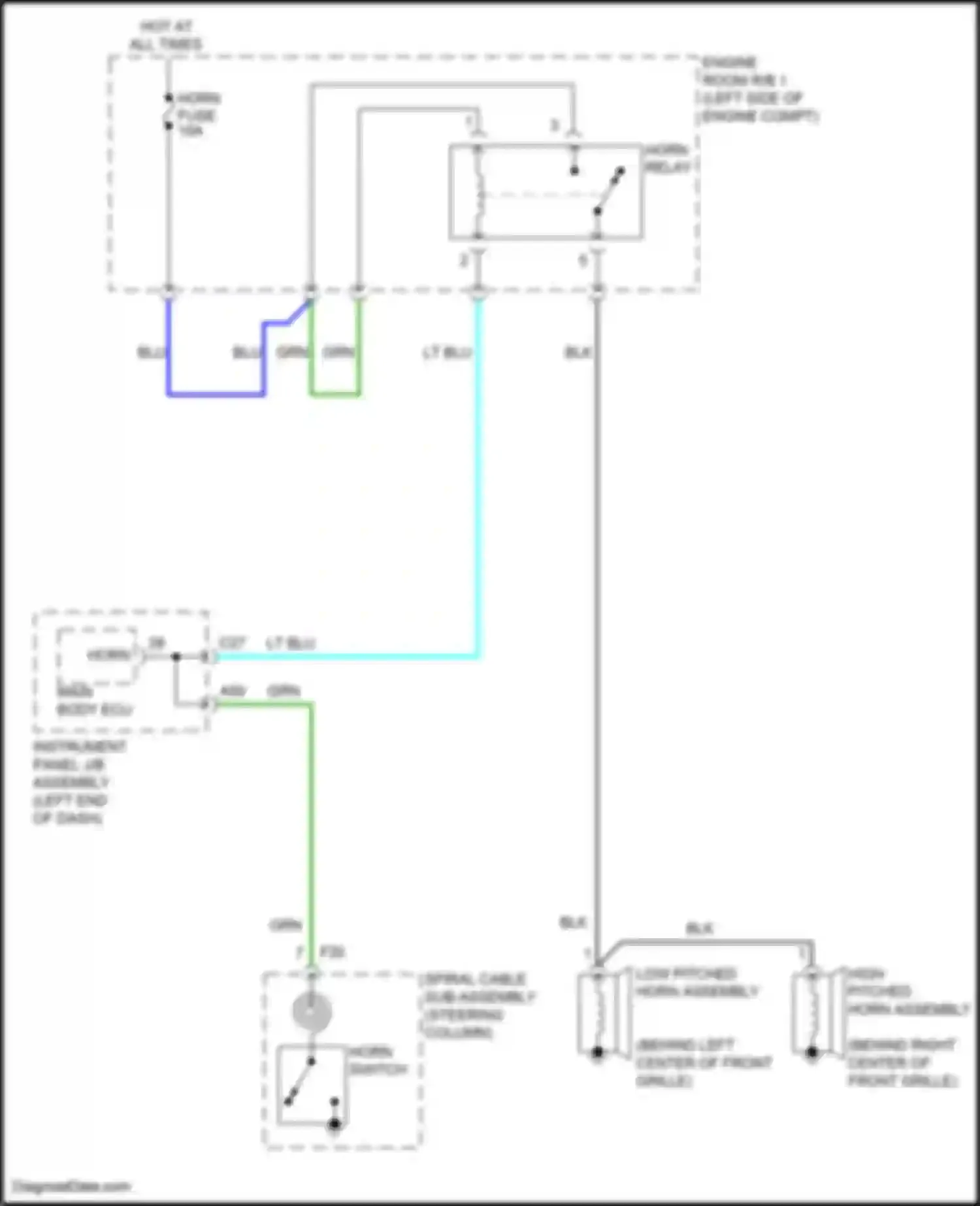 Wiring diagram horn switch for Lexus UX I (2018-2024)