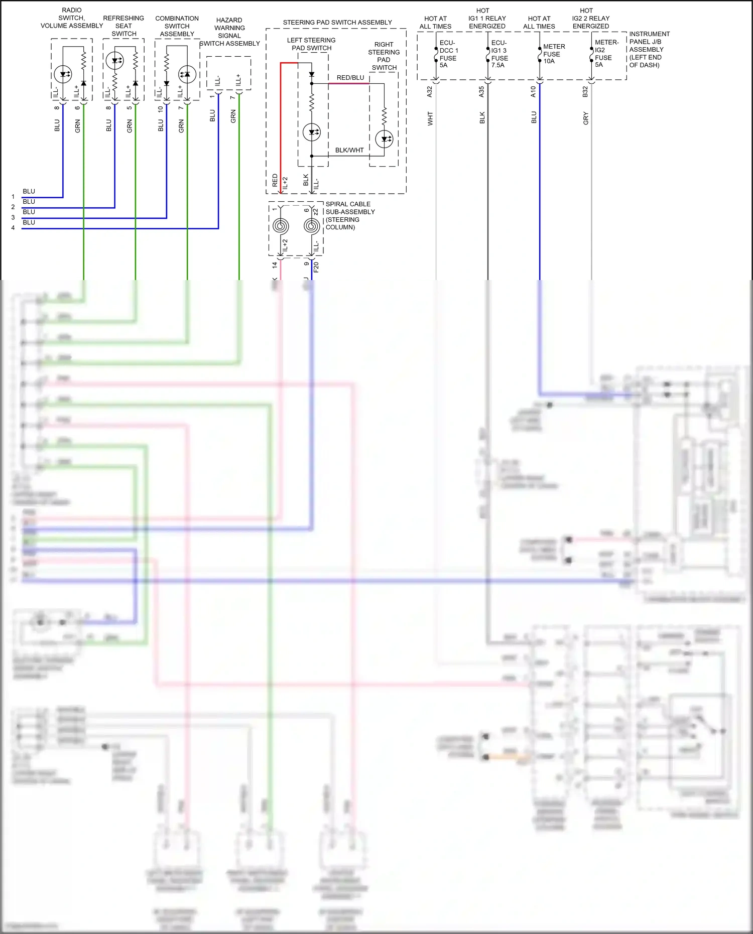 Lexus UX I (2018-2024) left instrument panel register assembly 1 wiring diagram  (2 of 3)