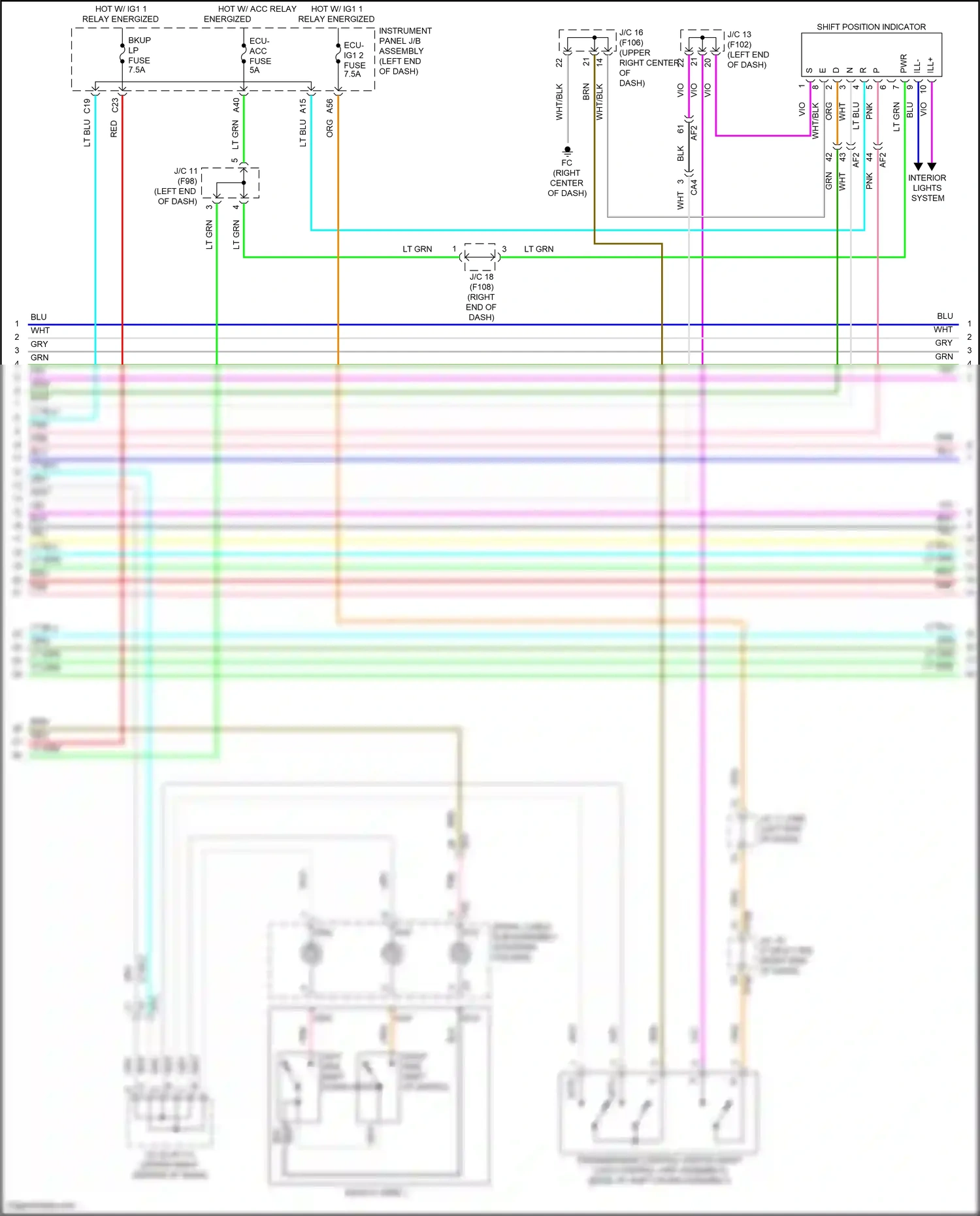 Lexus UX I (2018-2024) shift position indicator wiring diagram  (10 of 11)