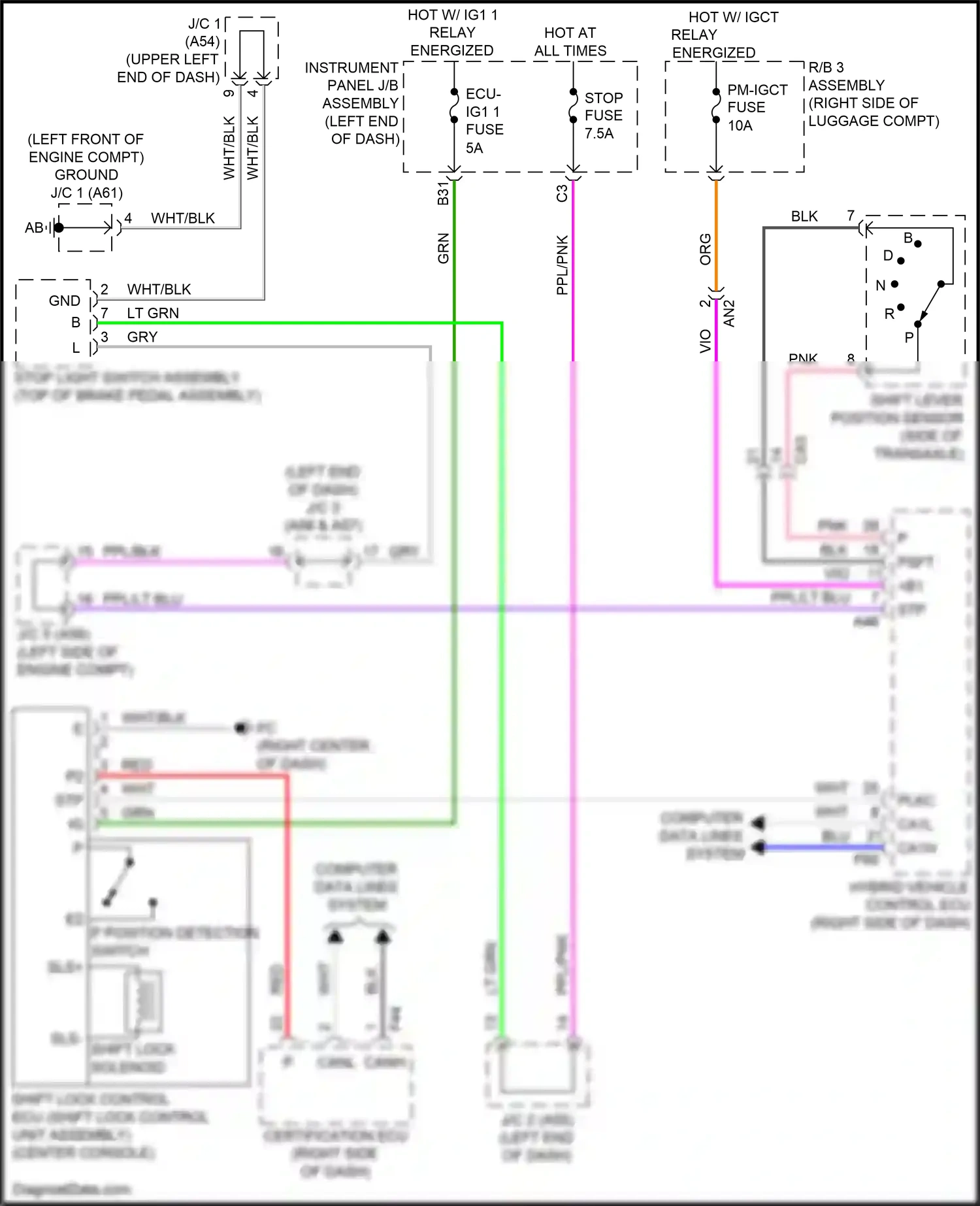 Lexus UX I (2018-2024) shift position indicator wiring diagram  (8 of 11)