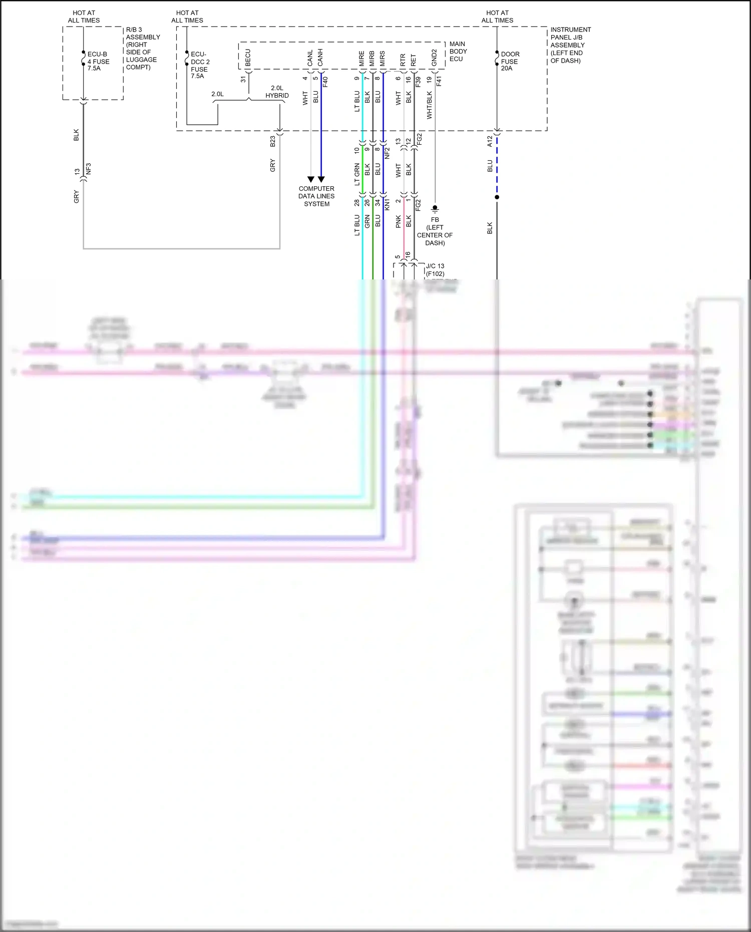 Lexus UX I (2018-2024) vertical sensor wiring diagram  (2 of 2)