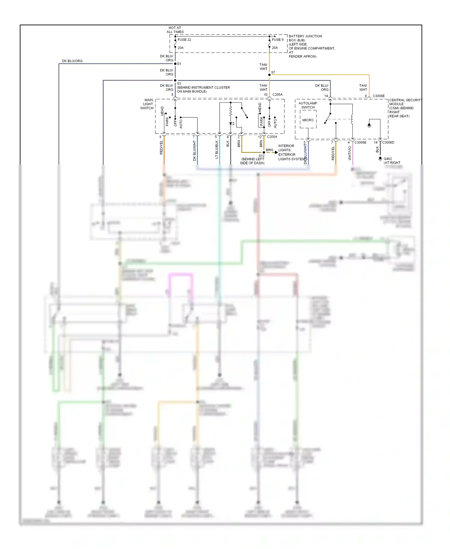 Lincoln Aviator I (2002-2005) multi- function switch wiring diagram  (4 of 5)