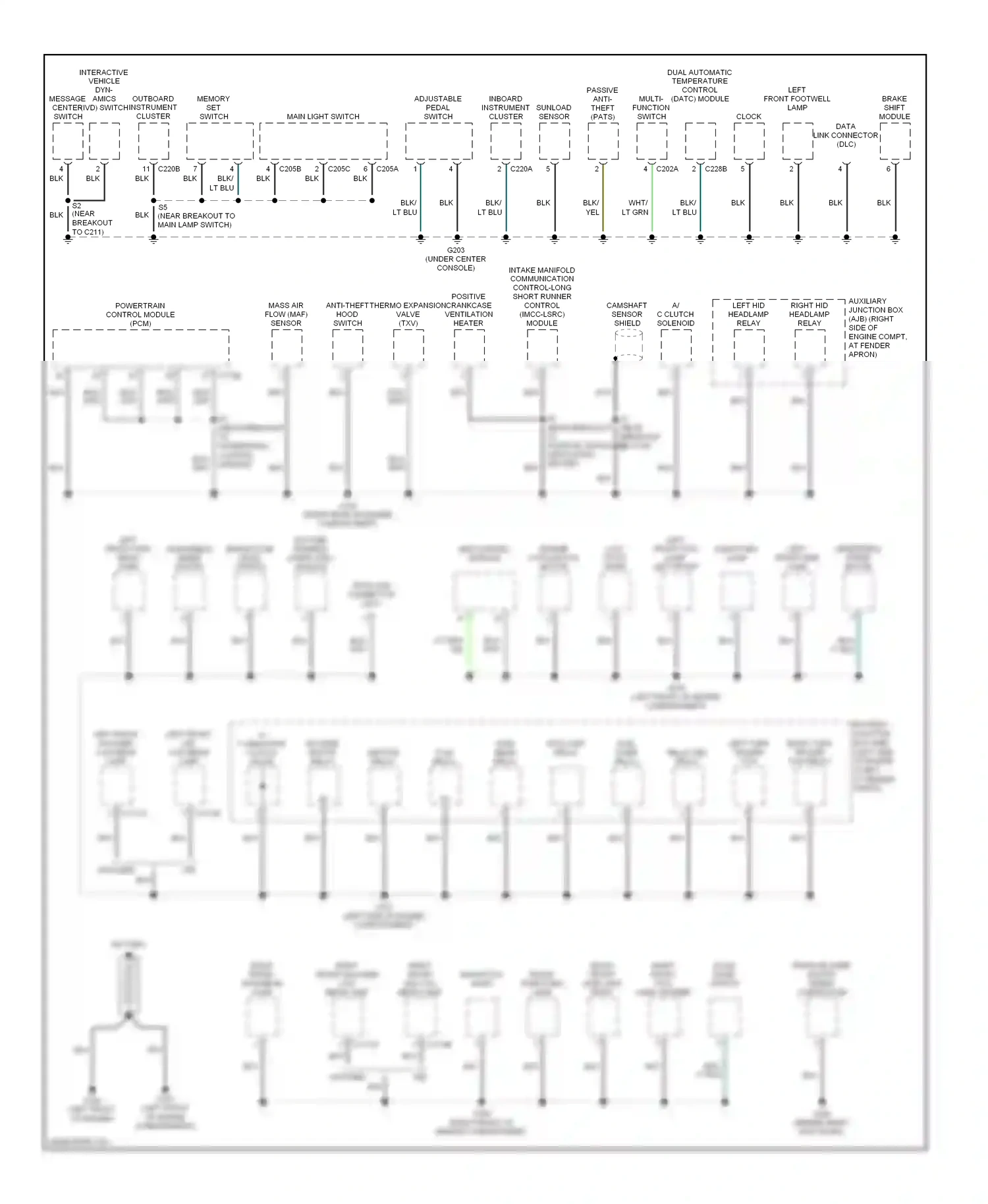 Lincoln Aviator I (2002-2005) multi- function switch wiring diagram  (1 of 5)