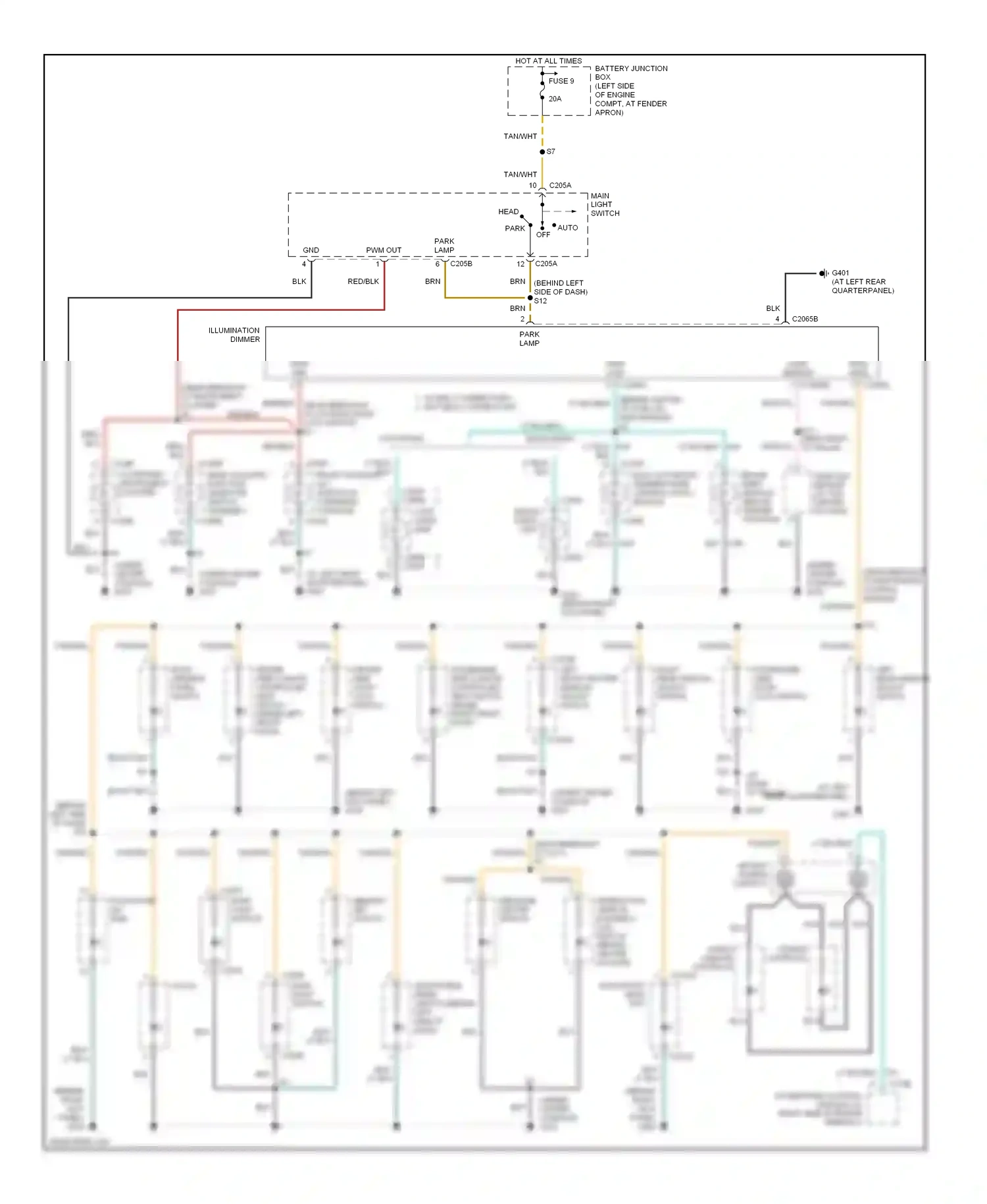 Lincoln Aviator I (2002-2005) rear auxiliary function selector switch assembly wiring diagram  (2 of 2)